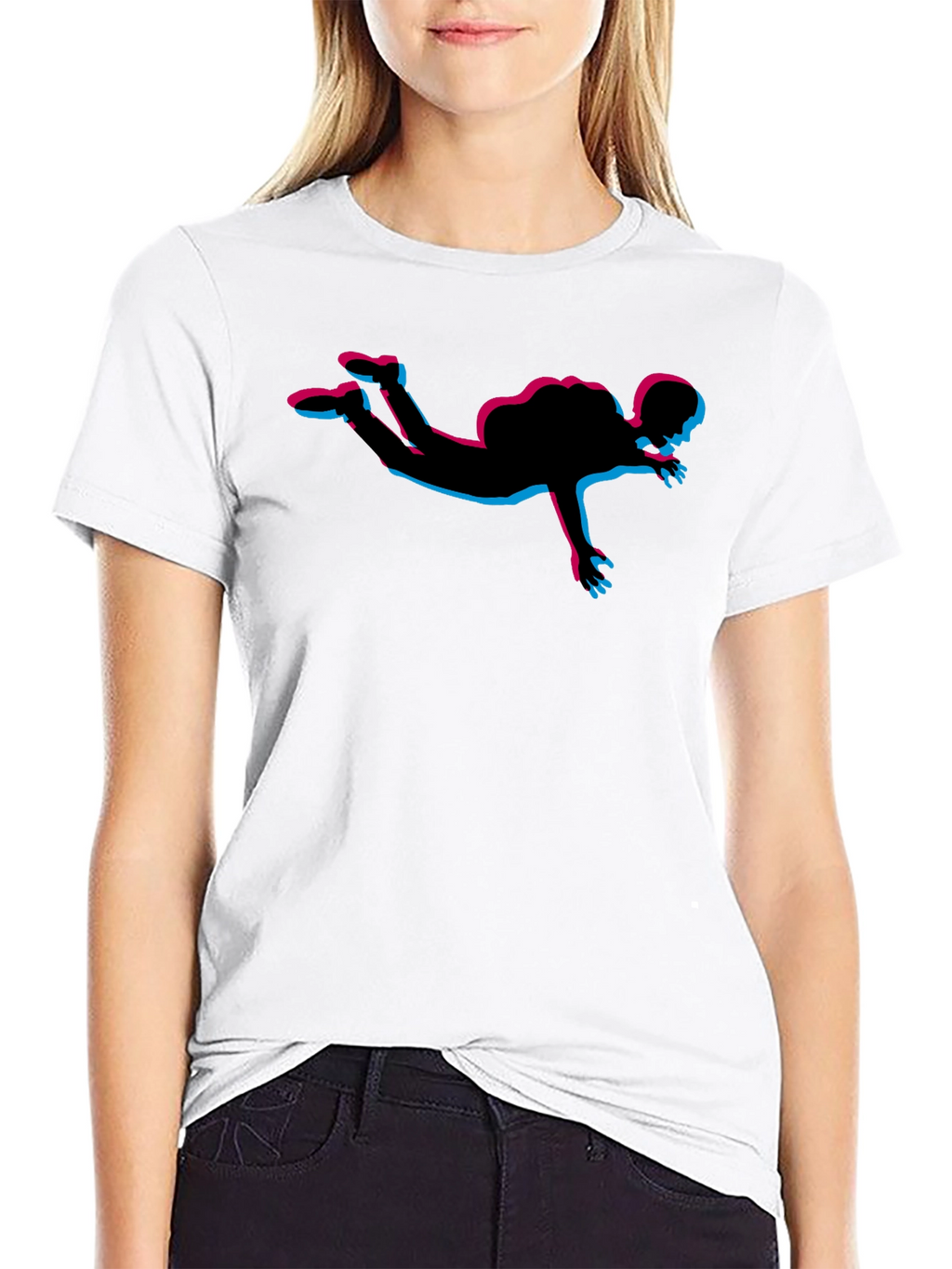 Skydiving Silhouette Graphic Tee - Black