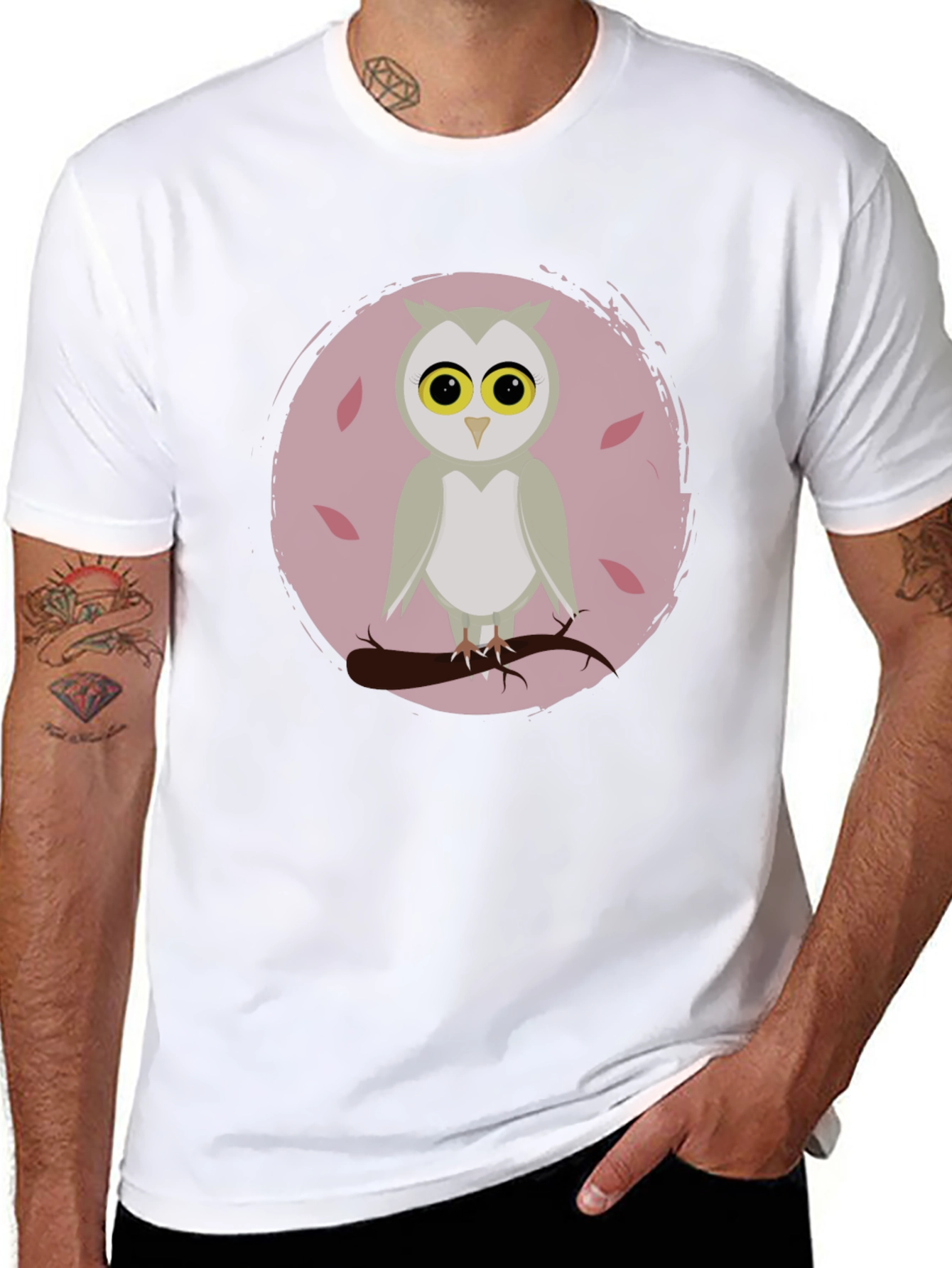 Owl Graphic Print Crew Neck T-Shirt