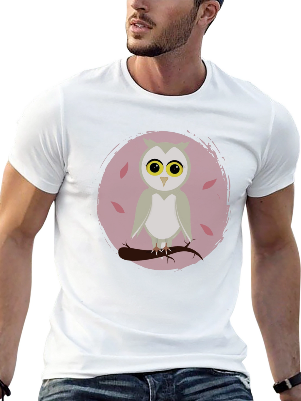Owl Graphic Print Crew Neck T-Shirt