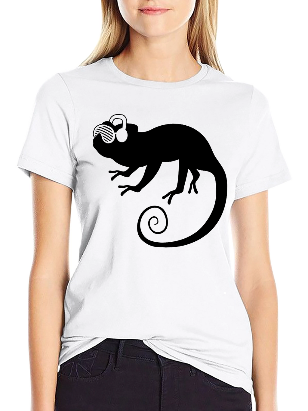 Cool Chameleon Tee - Black Graphic T-Shirt