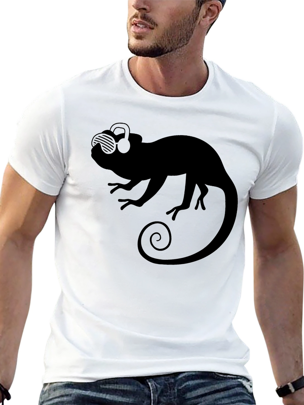 Cool Chameleon Tee - Black Graphic T-Shirt