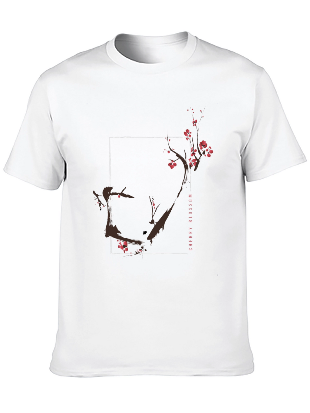 Cherry Blossom Graphic Tee - Black Cotton T-Shirt