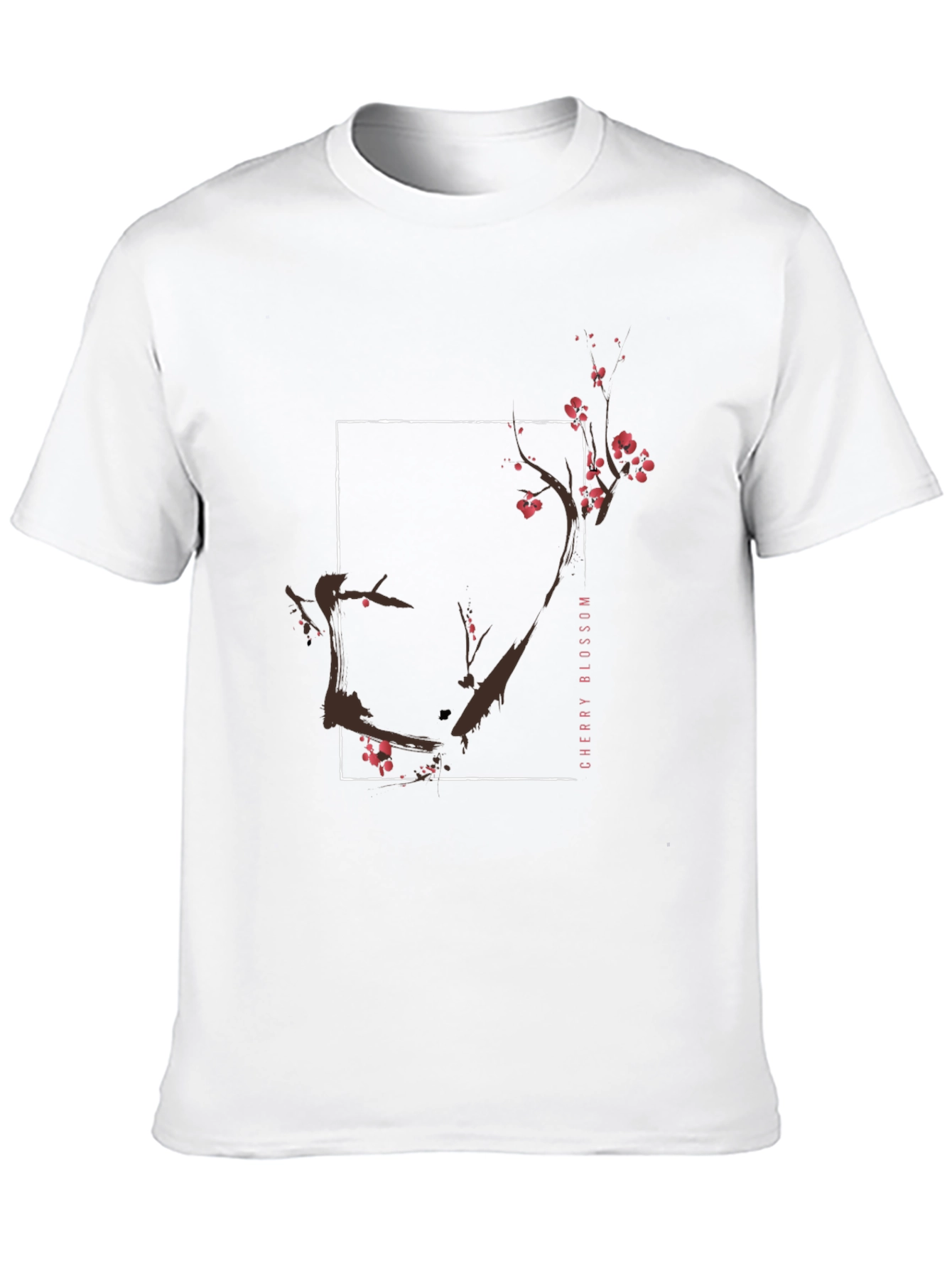 Cherry Blossom Graphic Tee - Black Cotton T-Shirt