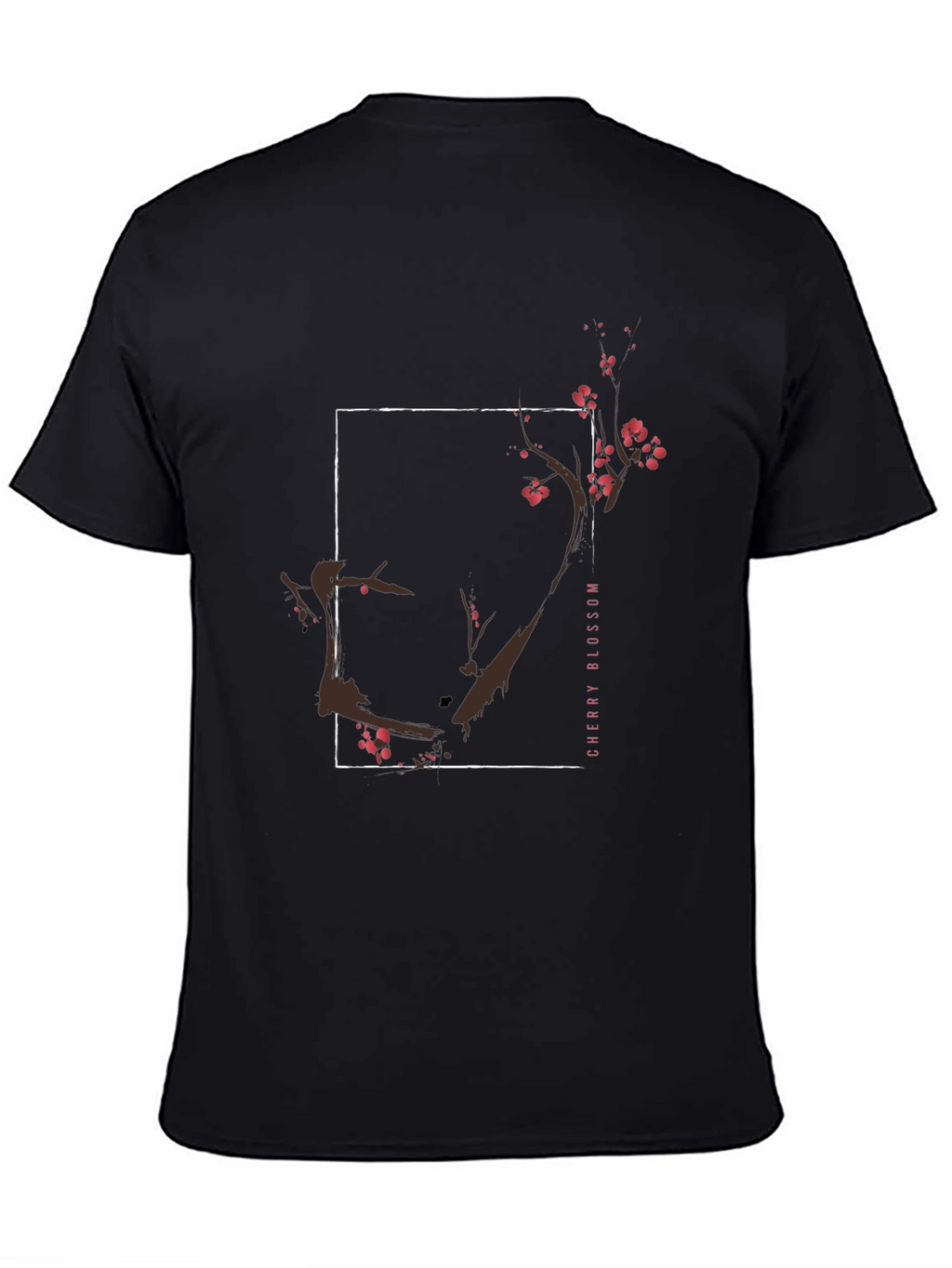 Cherry Blossom Graphic Tee - Black Cotton T-Shirt