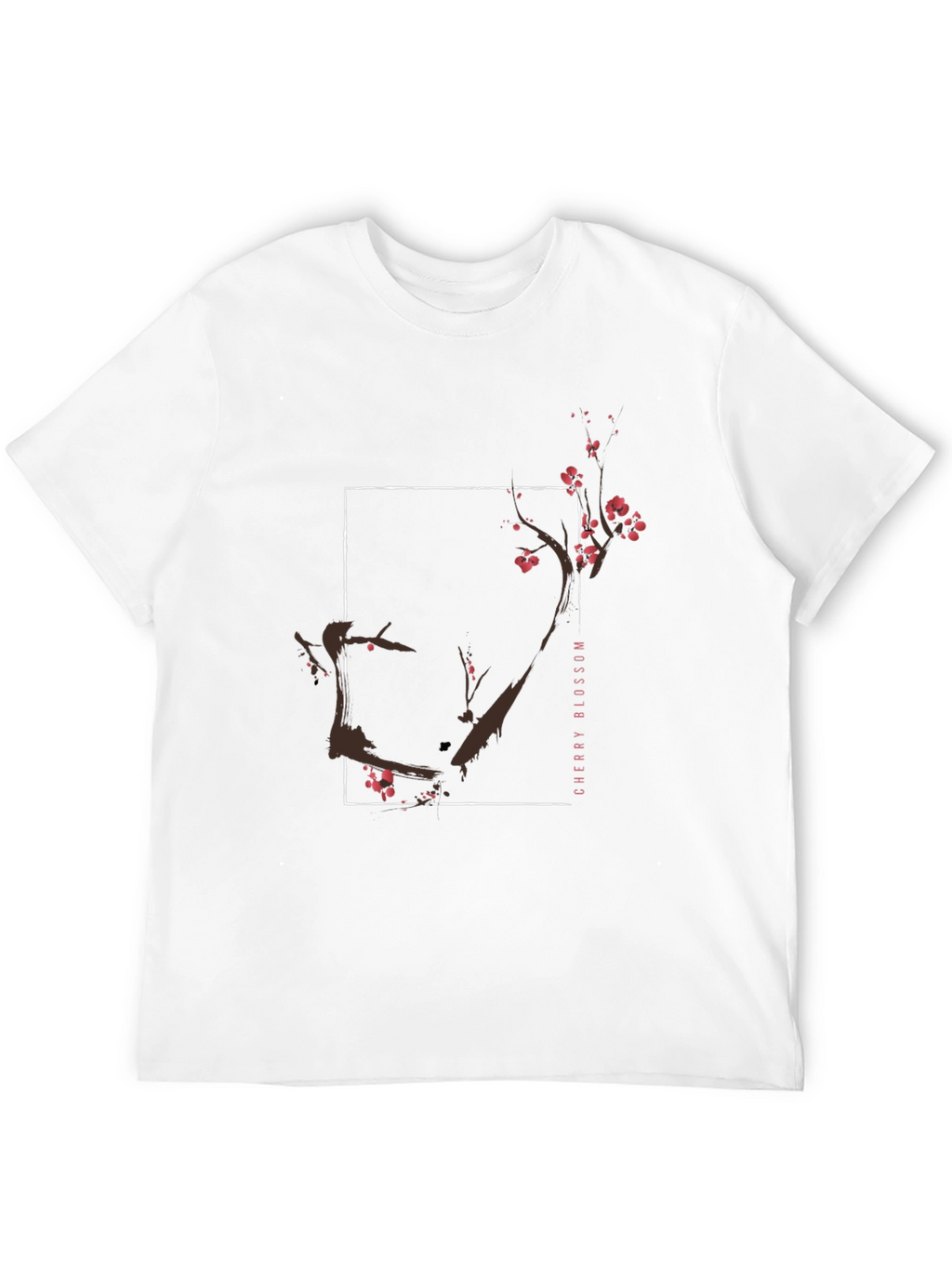 Cherry Blossom Graphic Tee - Black Cotton T-Shirt