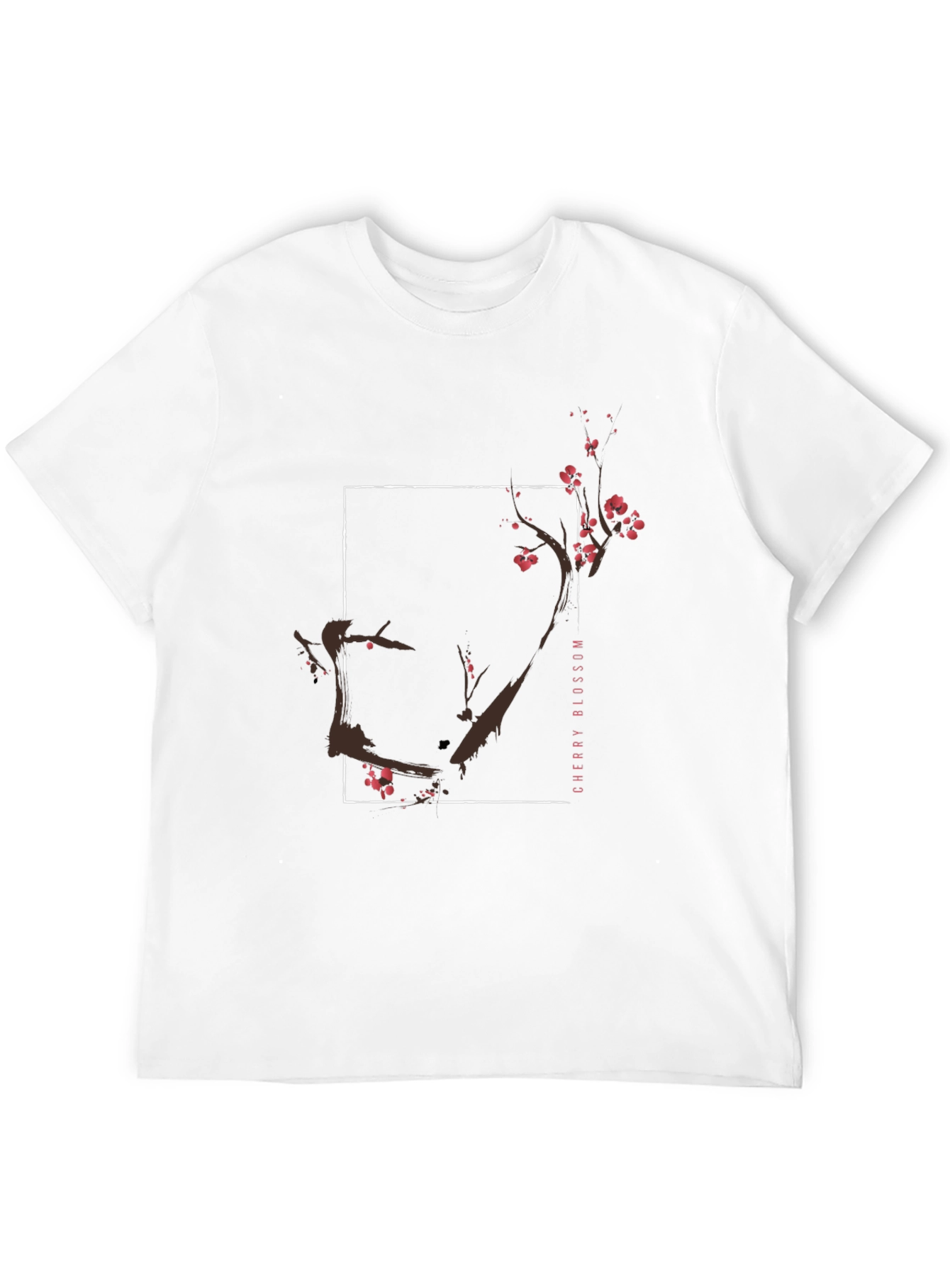 Cherry Blossom Graphic Tee - Black Cotton T-Shirt
