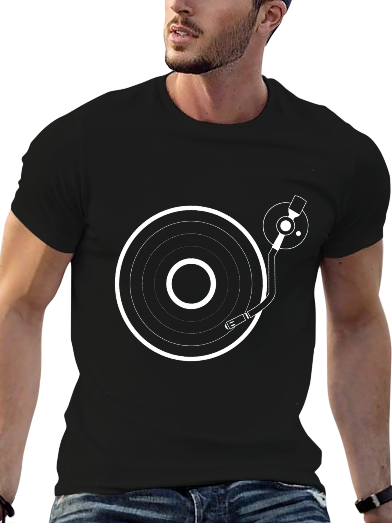DJ Turntable Graphic Black T-Shirt