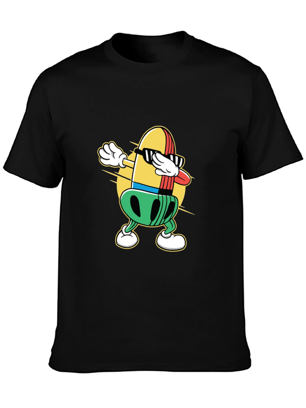 Dabbing Bullet Cartoon Black T-Shirt