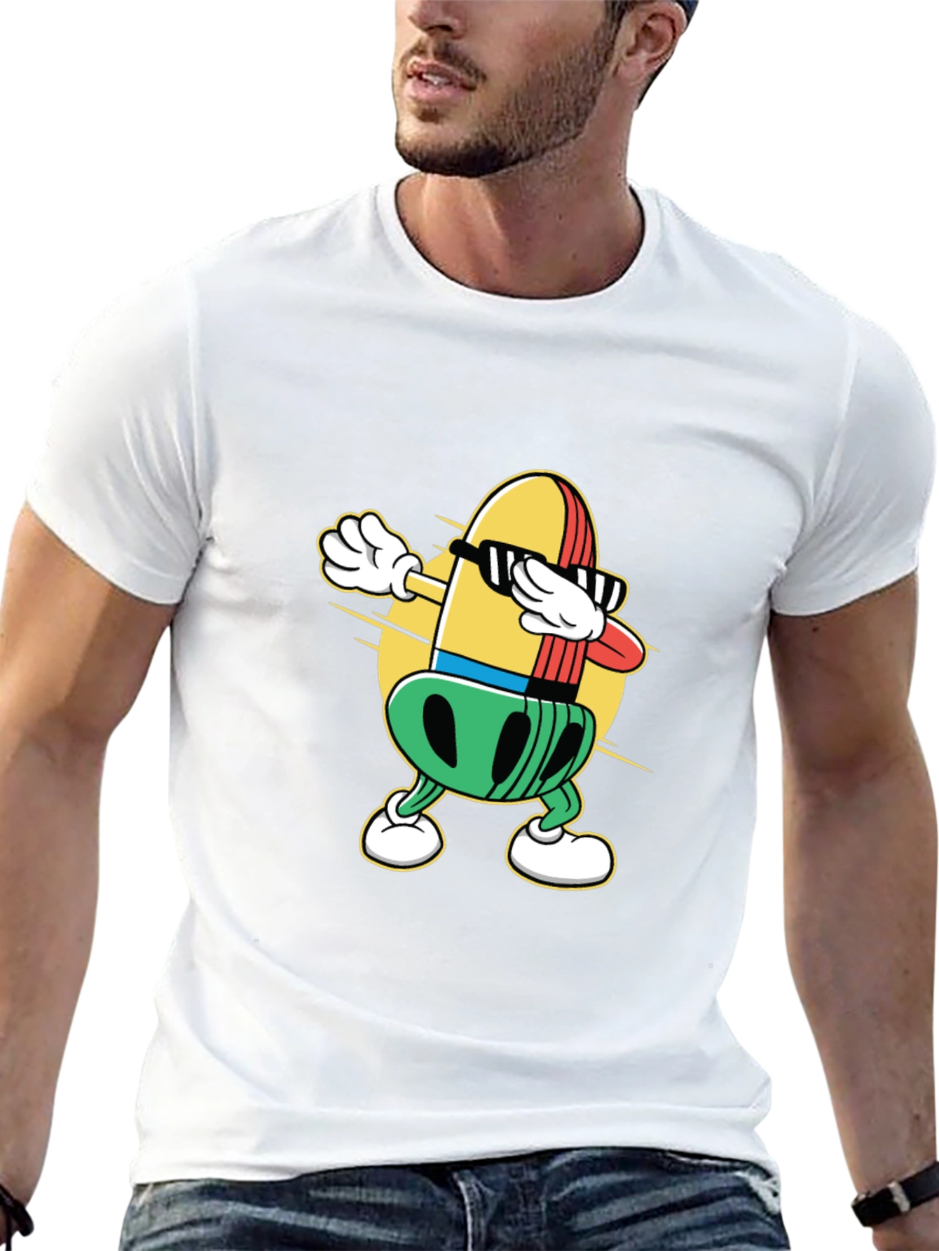 Dabbing Bullet Cartoon Black T-Shirt
