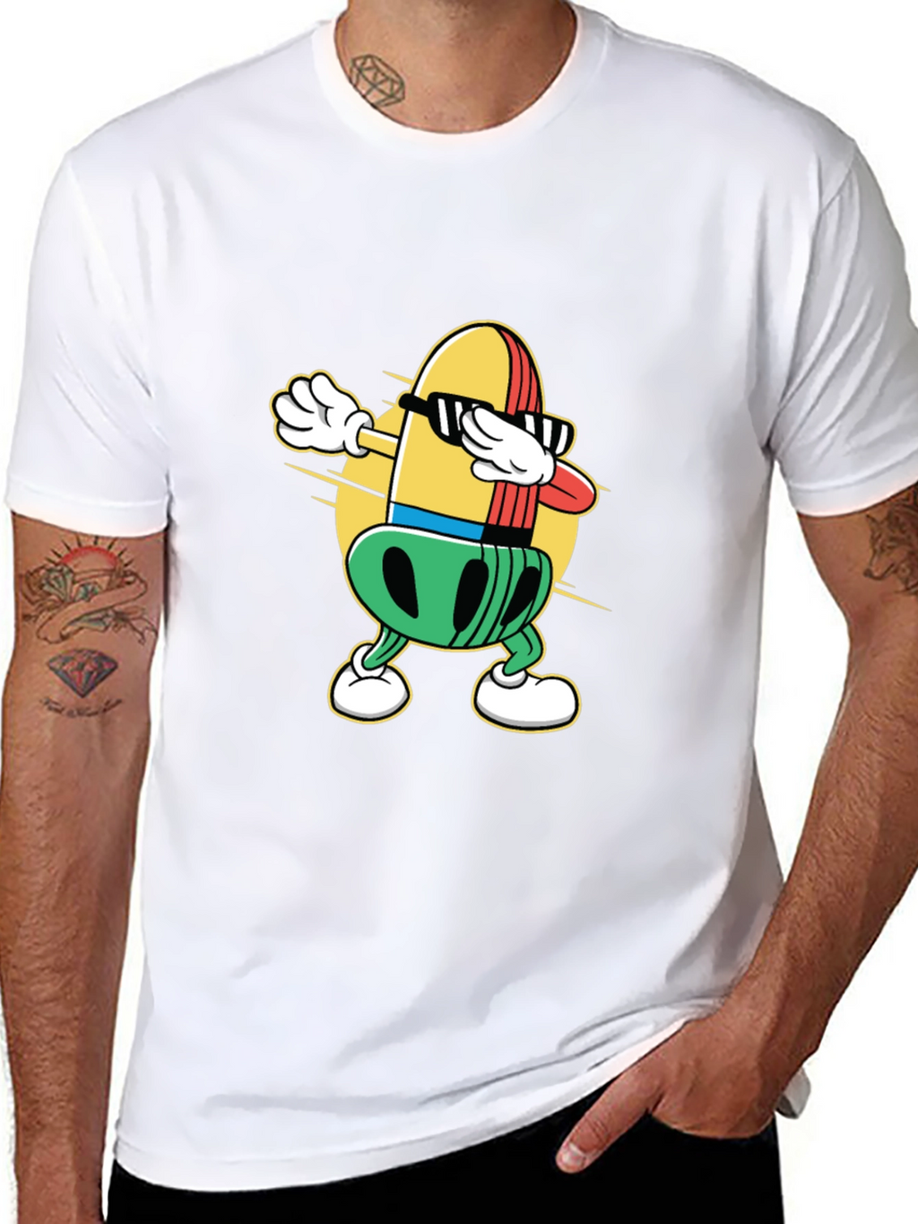 Dabbing Bullet Cartoon Black T-Shirt
