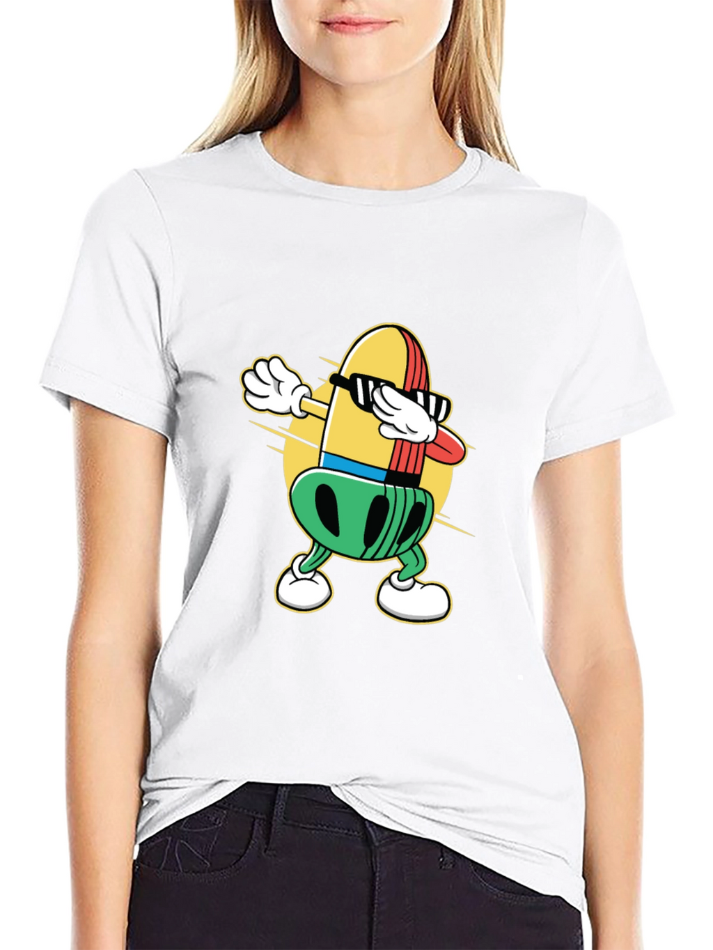 Dabbing Bullet Cartoon Black T-Shirt
