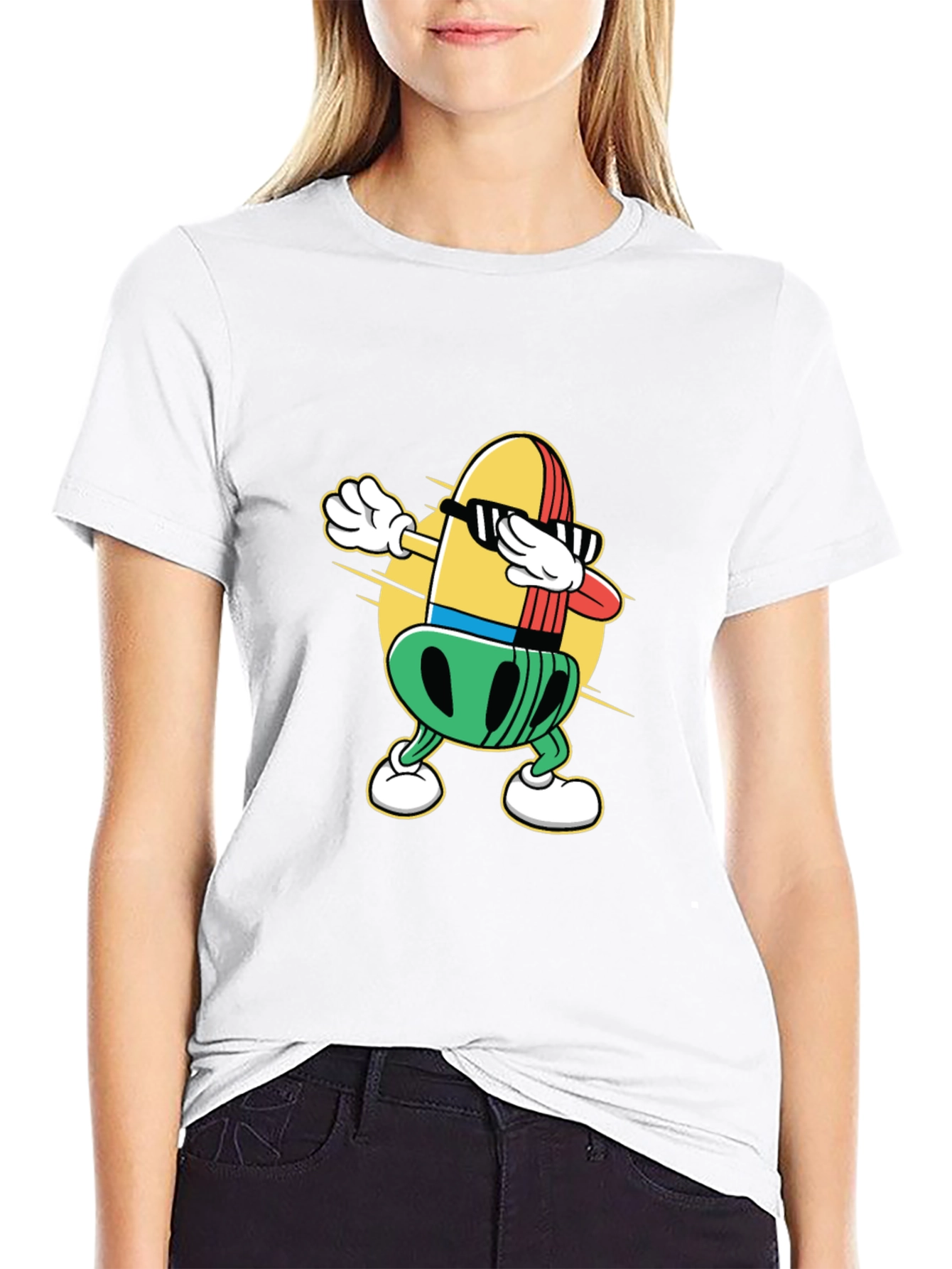 Dabbing Bullet Cartoon Black T-Shirt