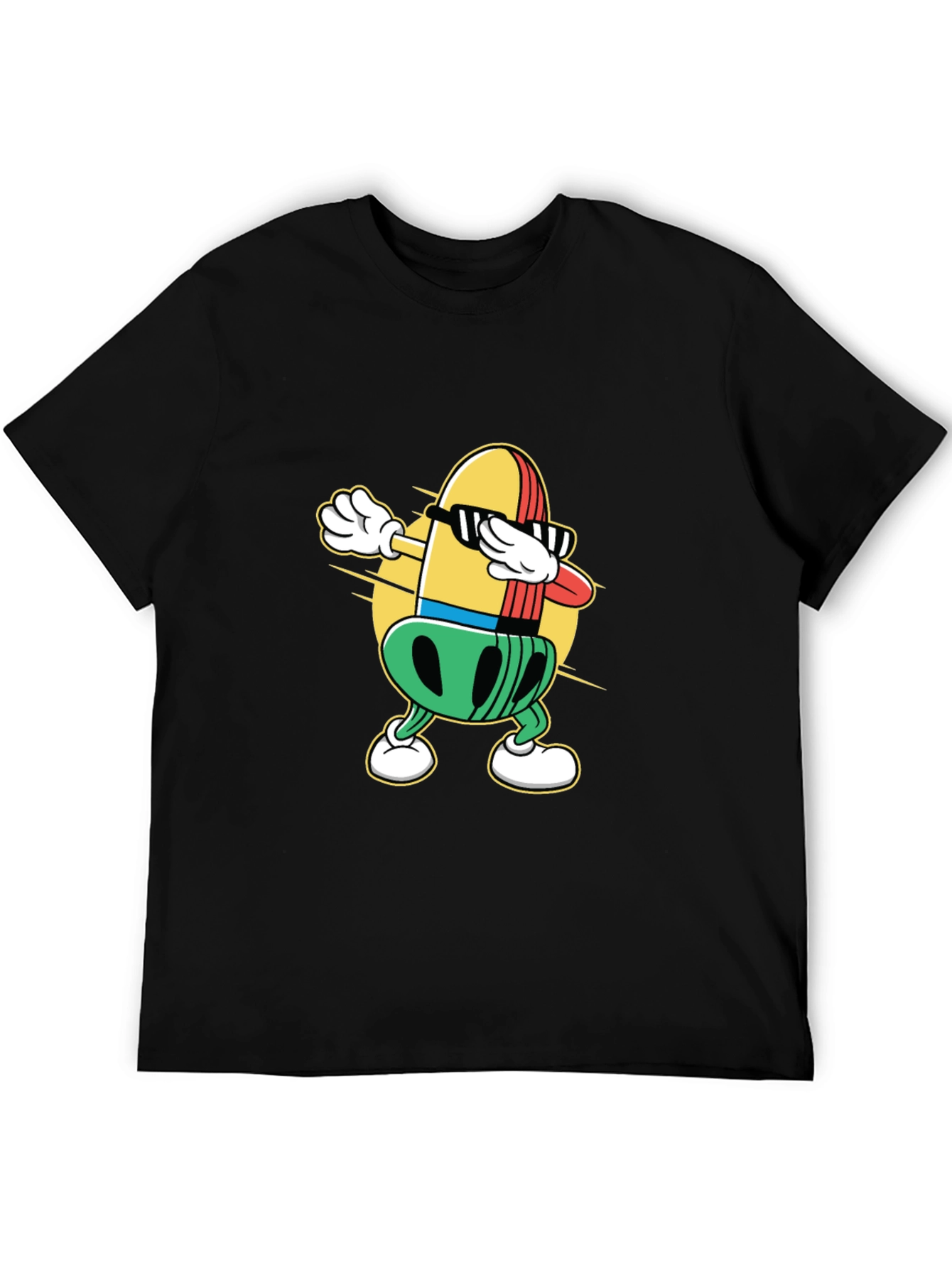 Dabbing Bullet Cartoon Black T-Shirt