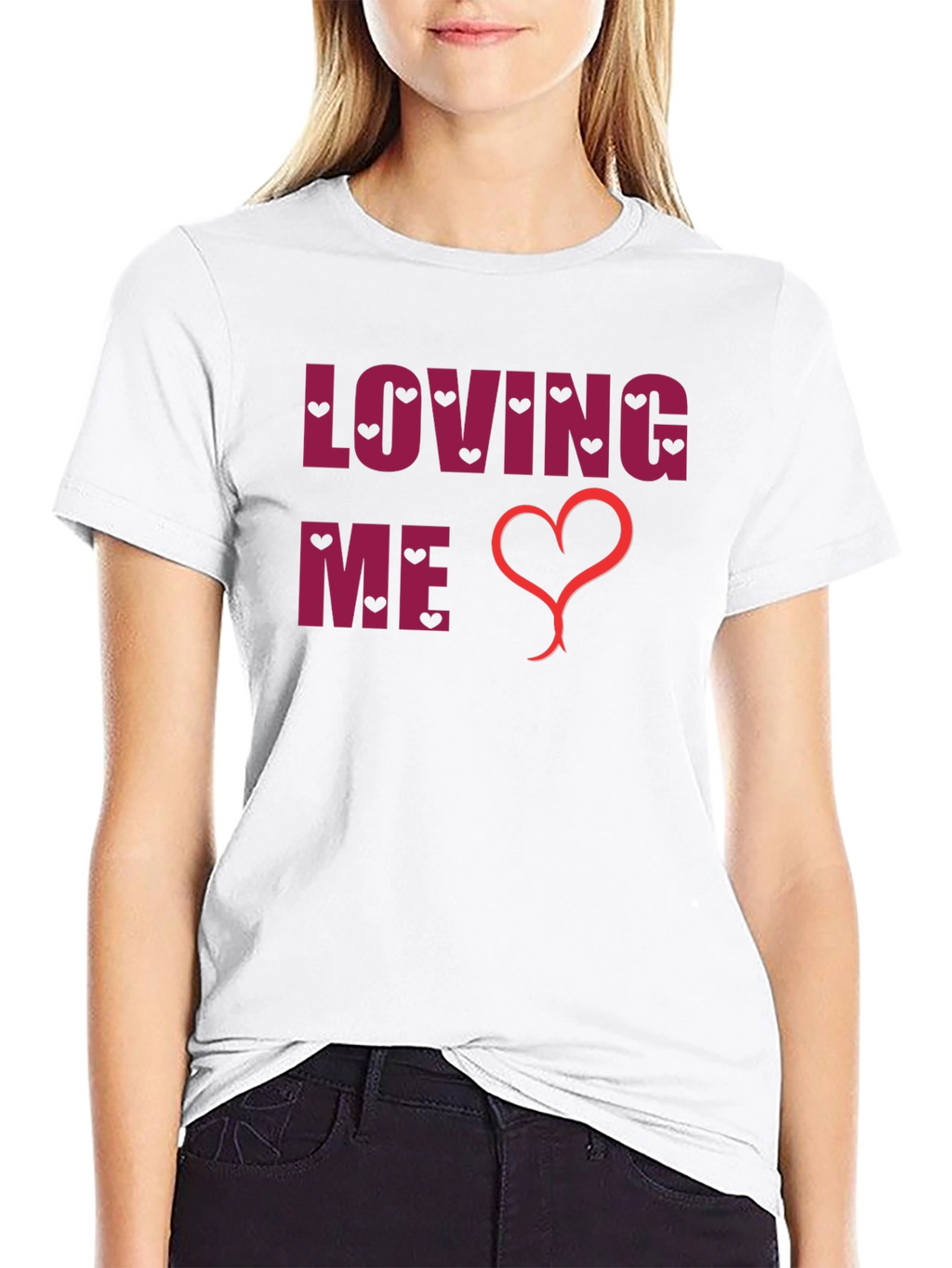 Loving Me Heart Graphic Black T-Shirt