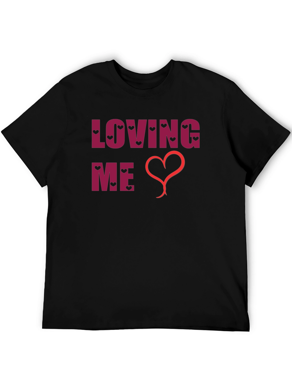 Loving Me Heart Graphic Black T-Shirt