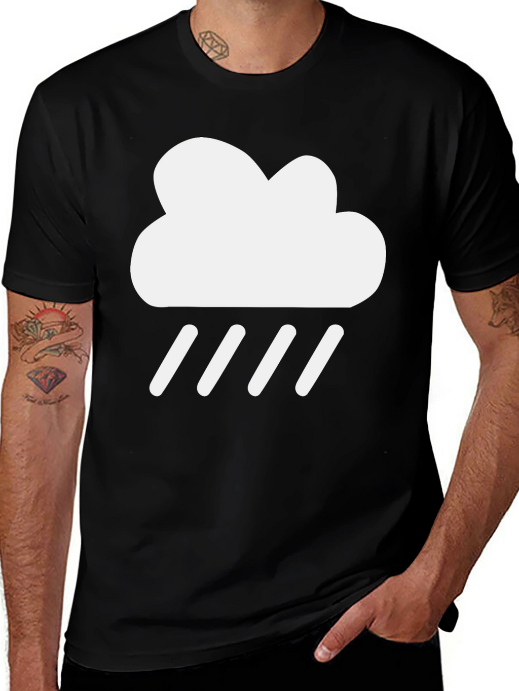Rain Cloud Graphic Tee - Trendy Black T-Shirt