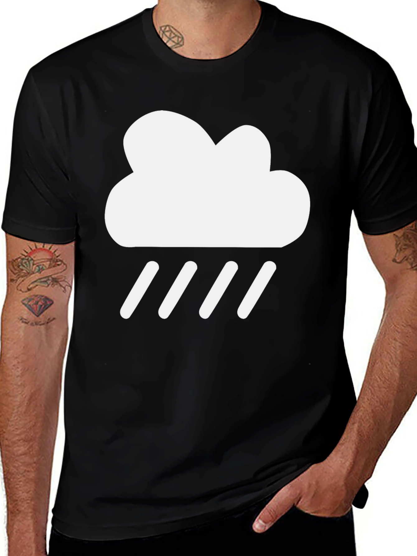 Rain Cloud Graphic Tee - Trendy Black T-Shirt