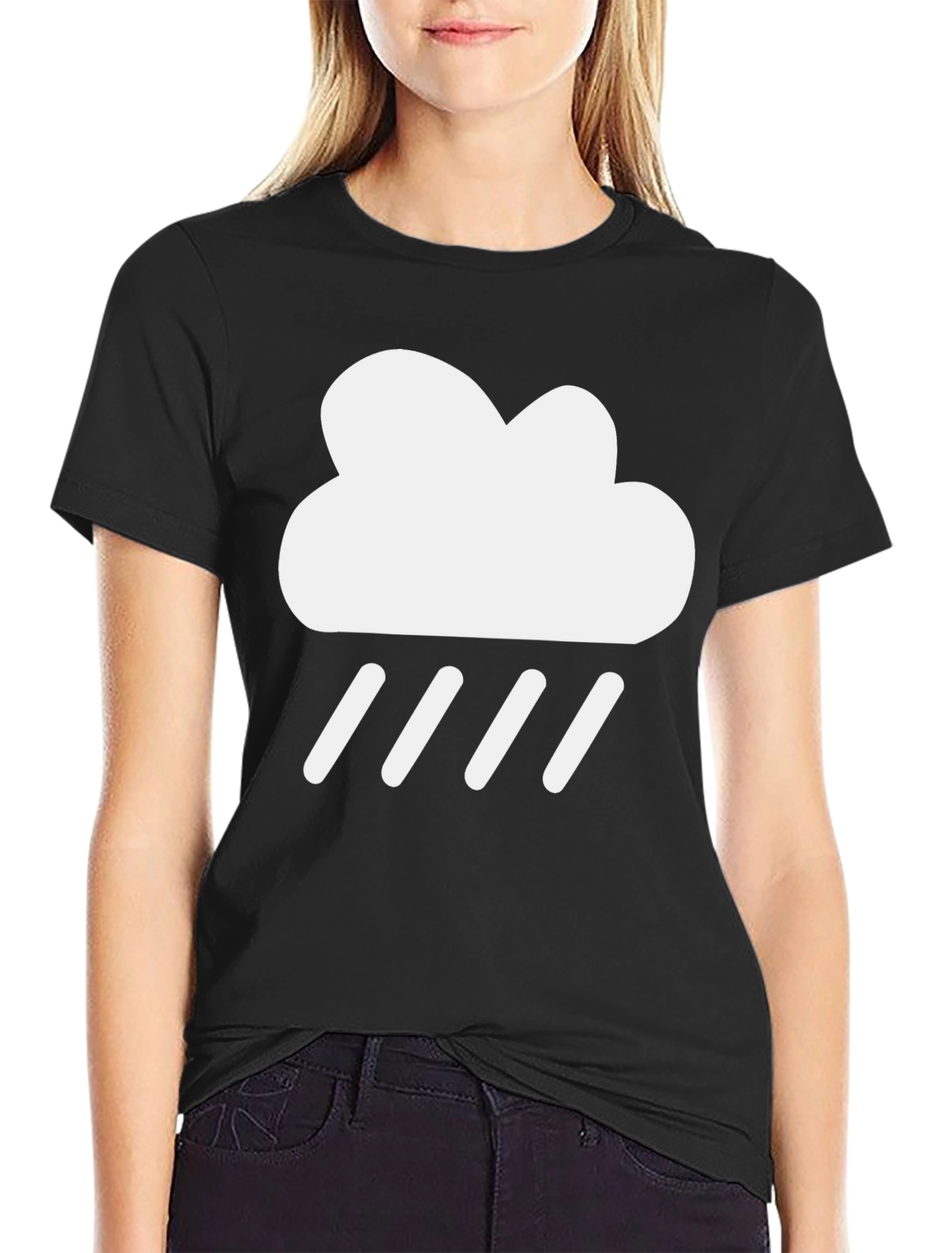 Rain Cloud Graphic Tee - Trendy Black T-Shirt