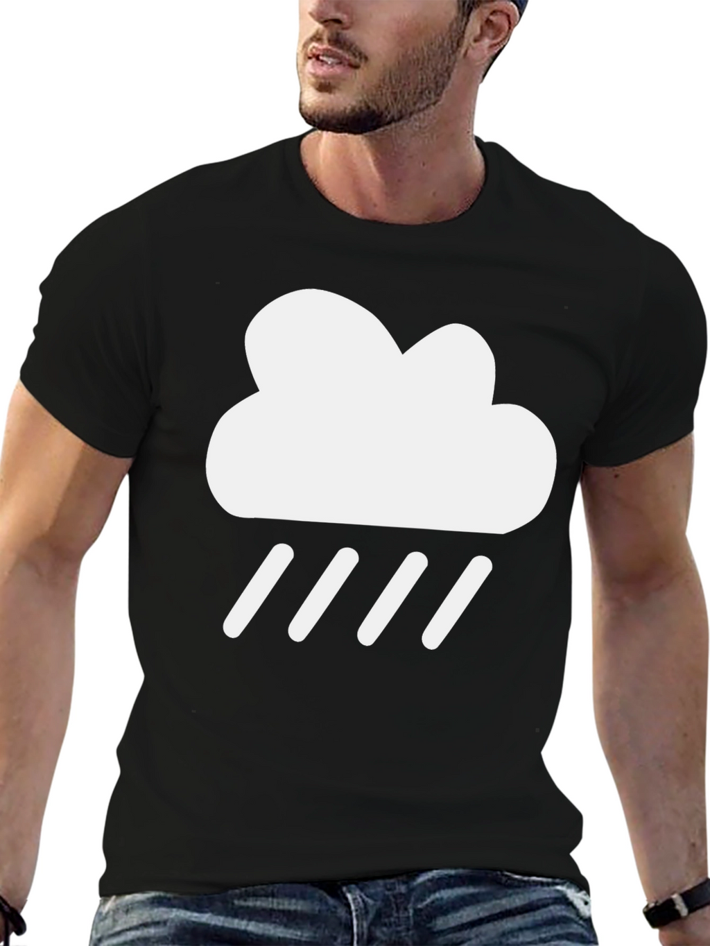 Rain Cloud Graphic Tee - Trendy Black T-Shirt