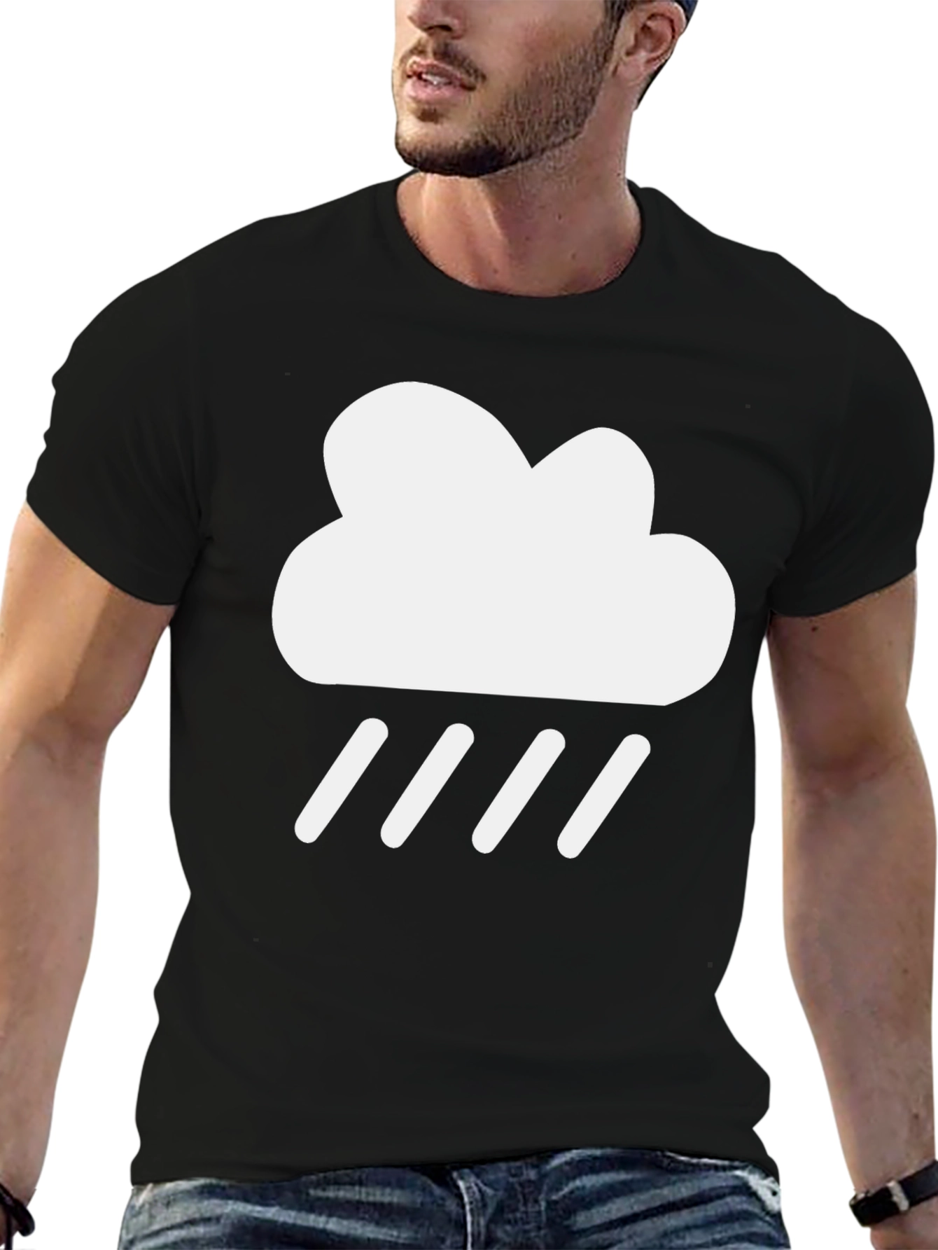 Rain Cloud Graphic Tee - Trendy Black T-Shirt