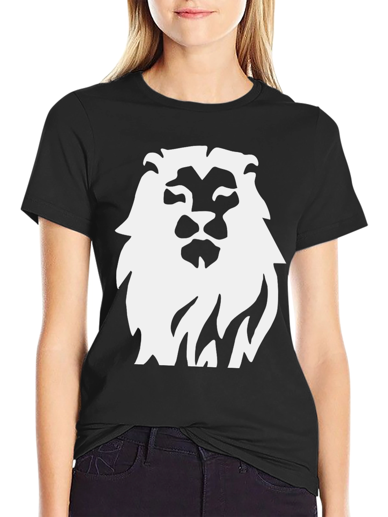 Bold Lion Graphic Tee - Classic Black Cotton Shirt
