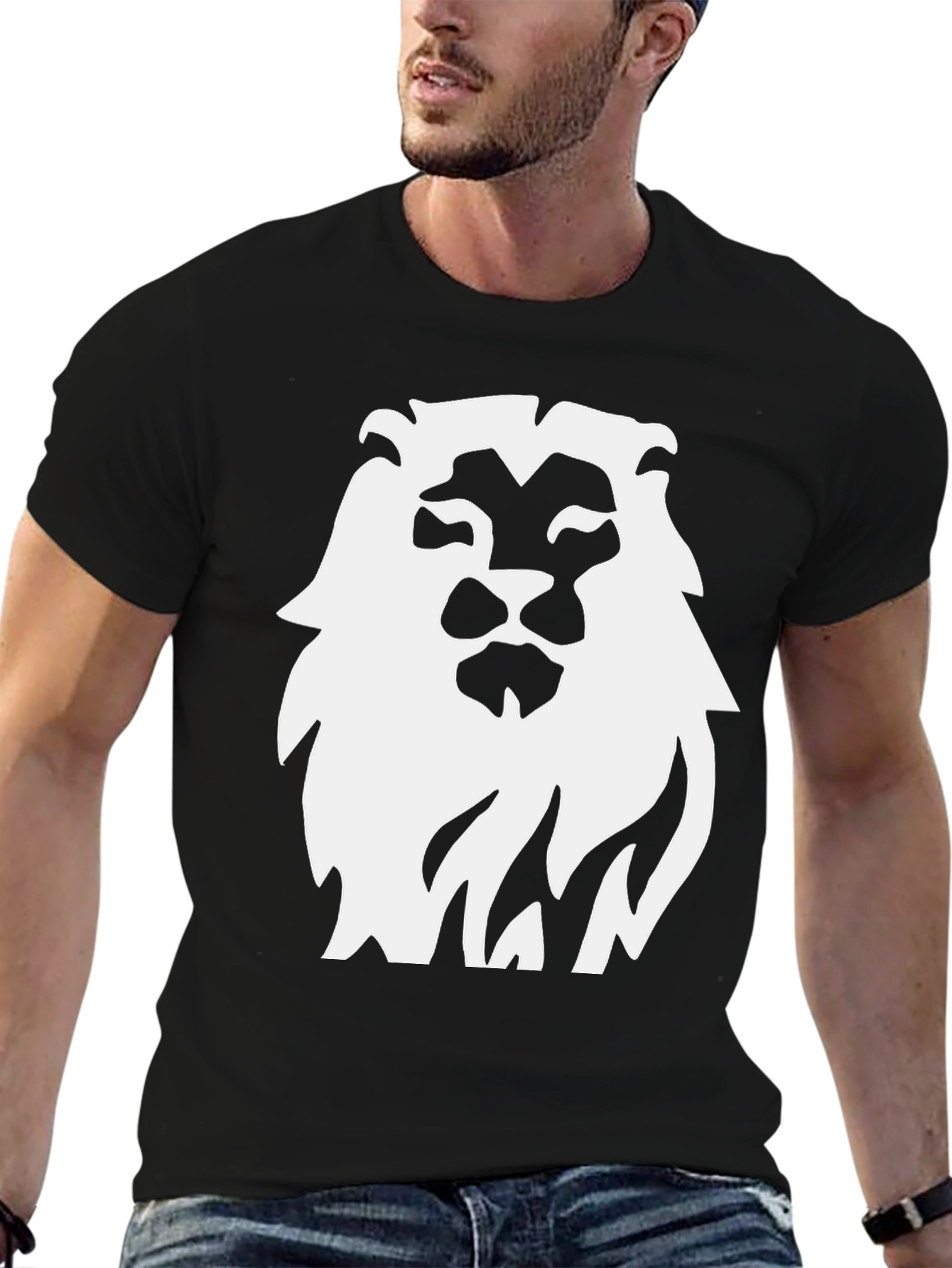 Bold Lion Graphic Tee - Classic Black Cotton Shirt