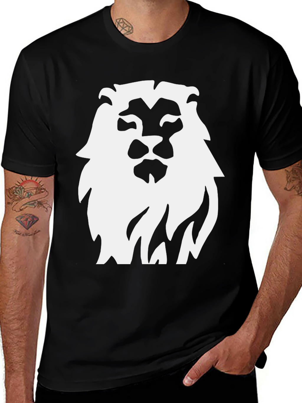Bold Lion Graphic Tee - Classic Black Cotton Shirt
