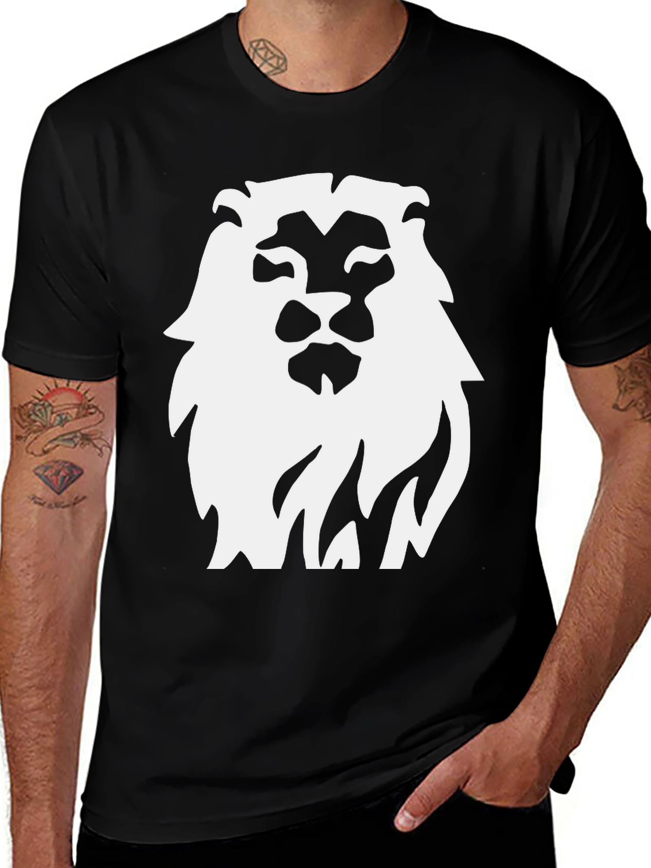 Bold Lion Graphic Tee - Classic Black Cotton Shirt