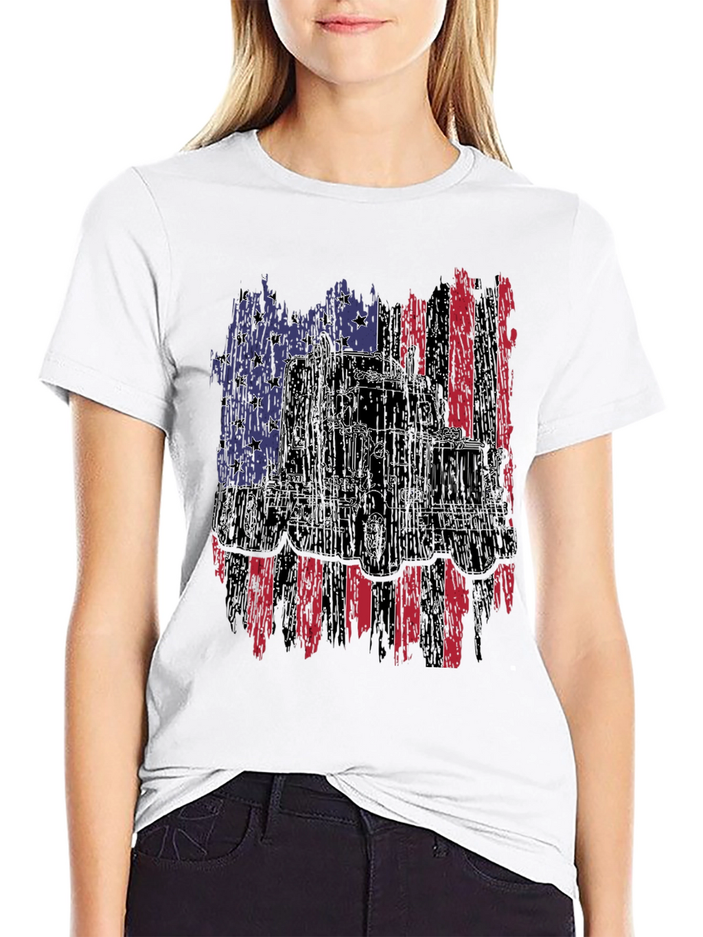 Trucker Pride Tee - American Flag Truck Design