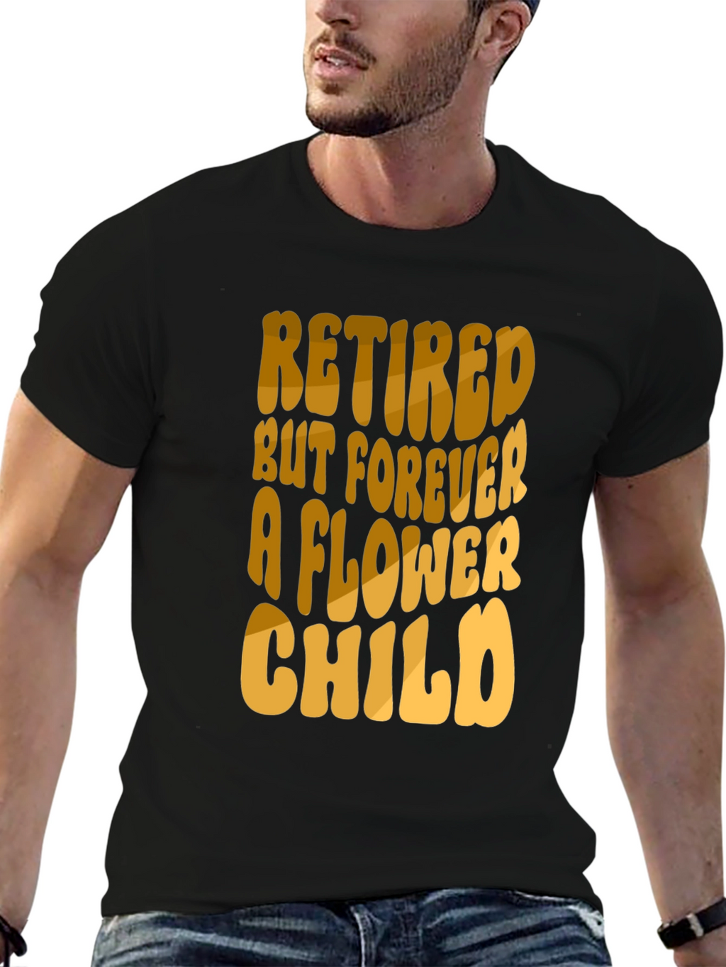 Retired Flower Child Black T-Shirt