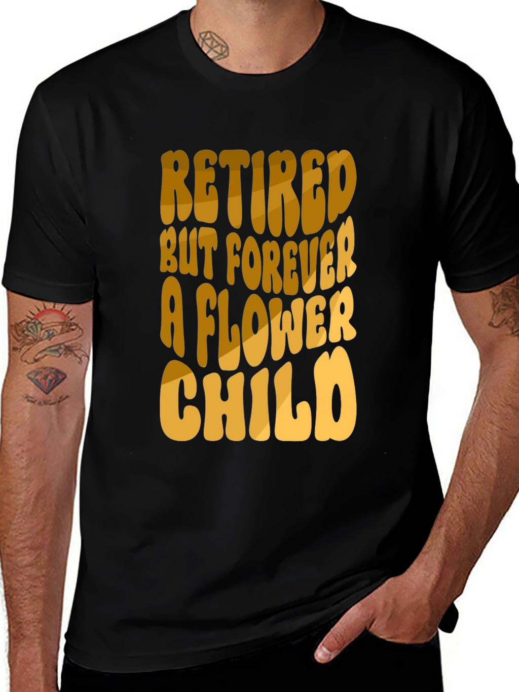 Retired Flower Child Black T-Shirt