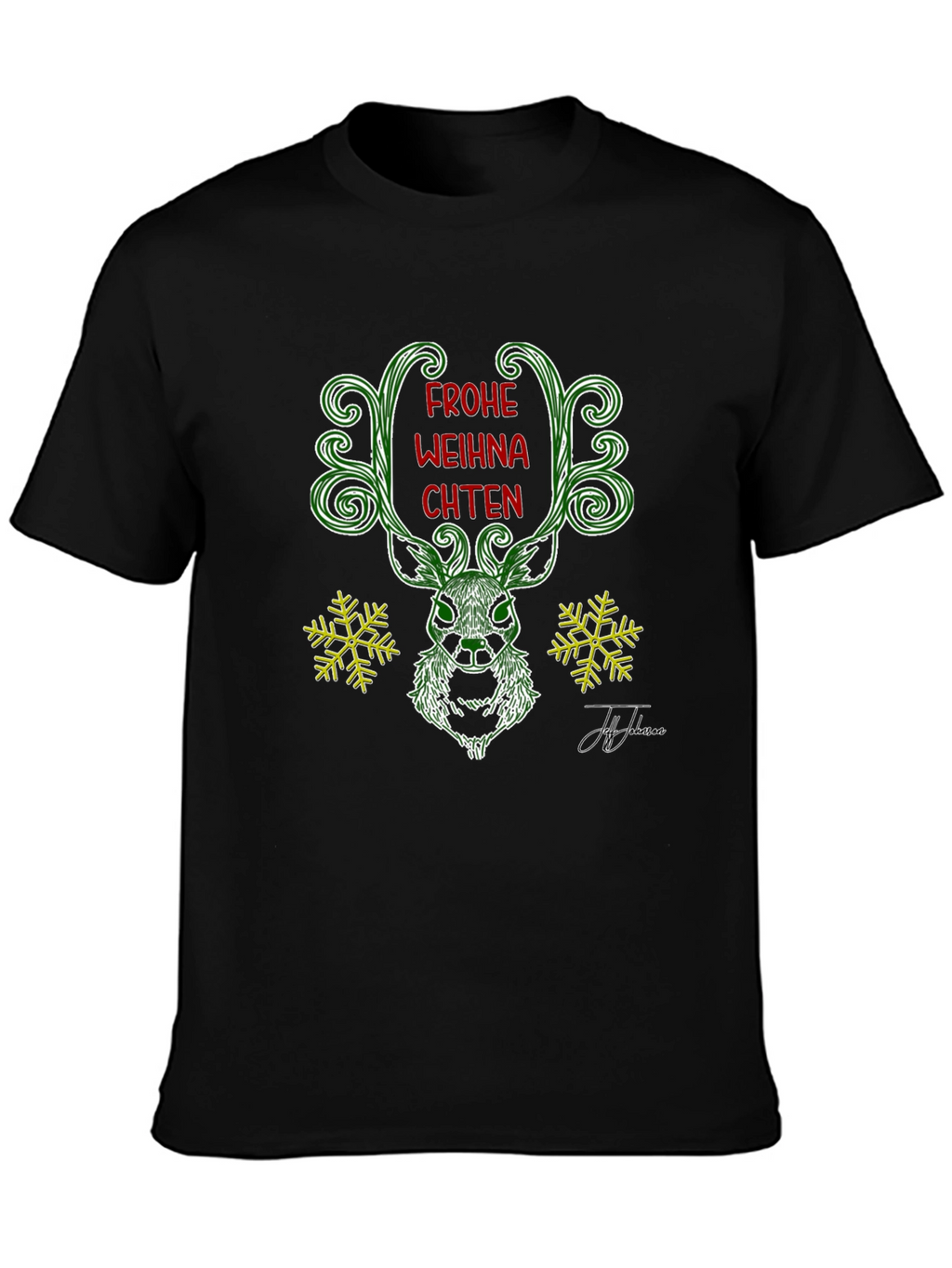 Festive Deer Christmas T-Shirt - Frohe Weihnachten