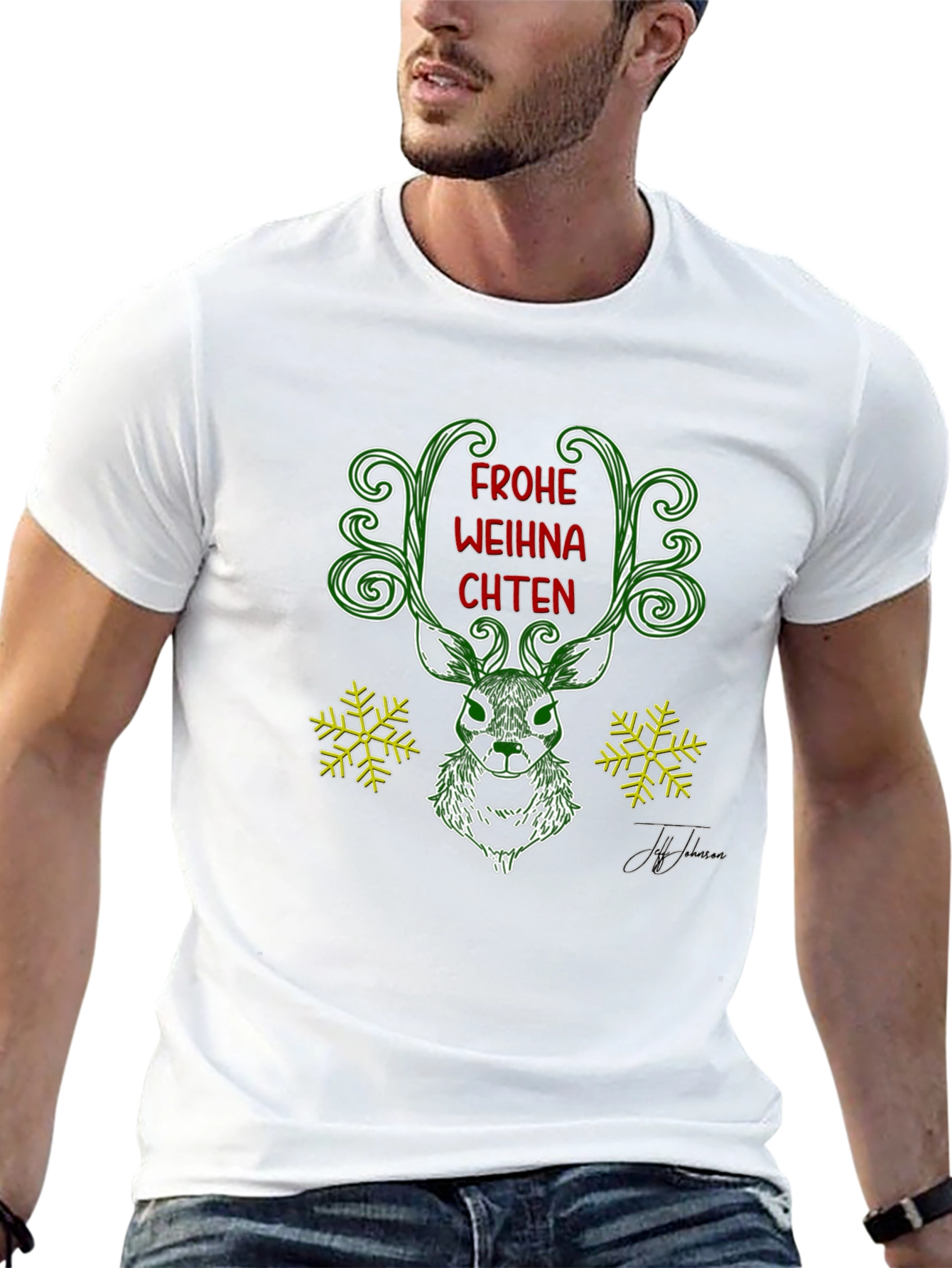 Festive Deer Christmas T-Shirt - Frohe Weihnachten