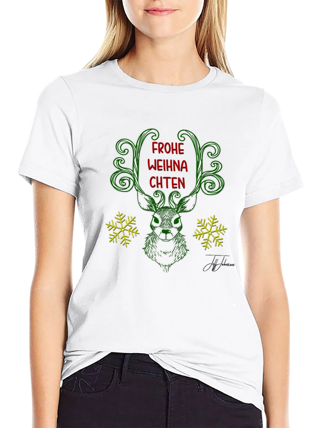 Festive Deer Christmas T-Shirt - Frohe Weihnachten