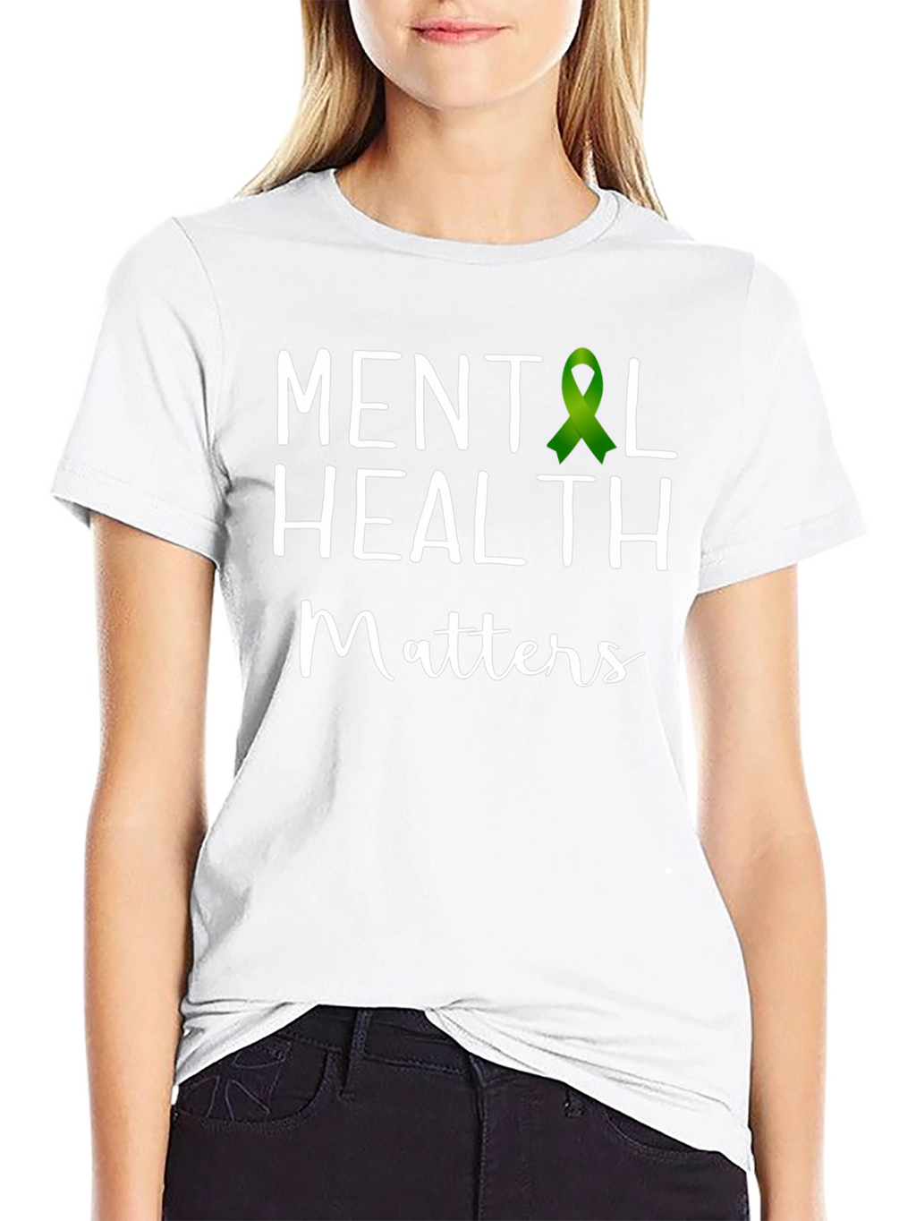 Mental Health Matters T-Shirt Green Ribbon