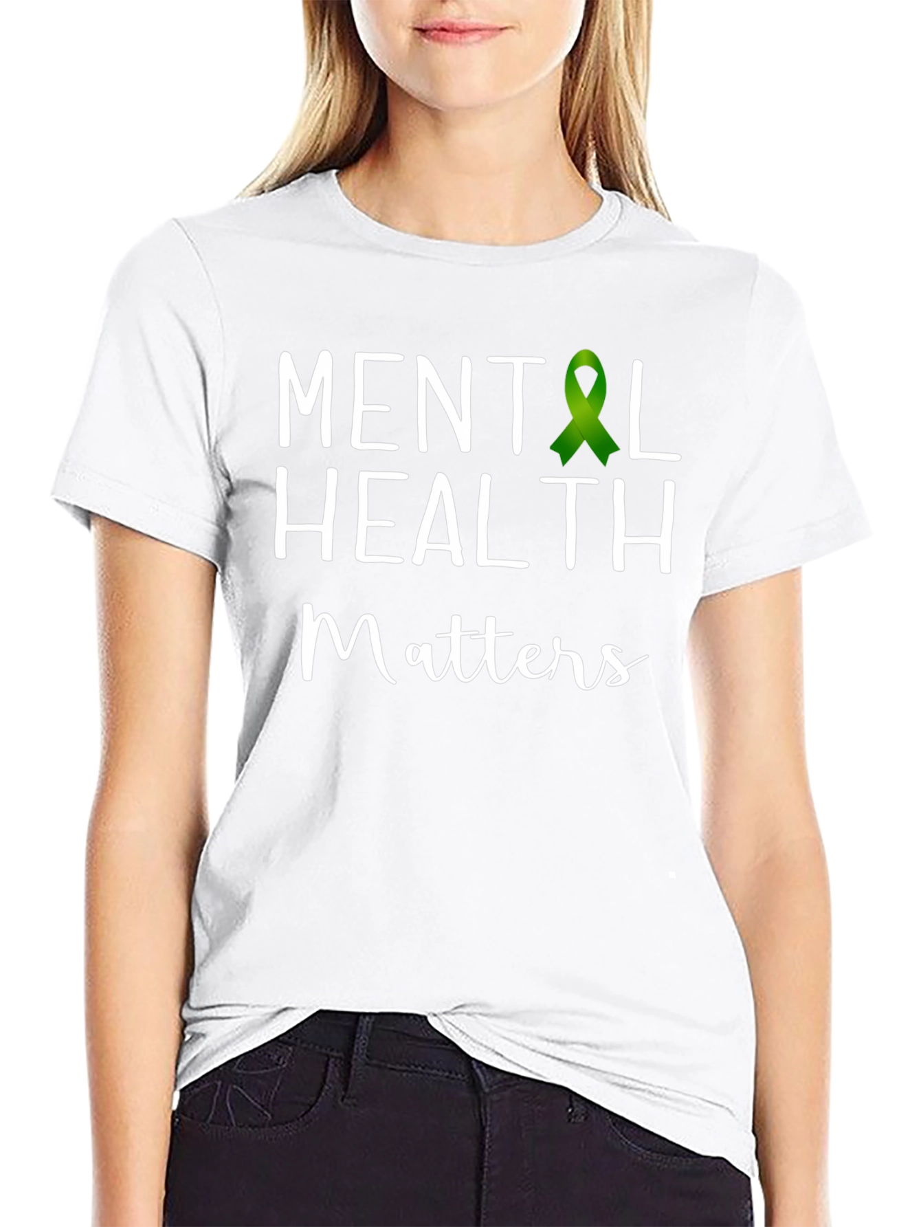 Mental Health Matters T-Shirt Green Ribbon