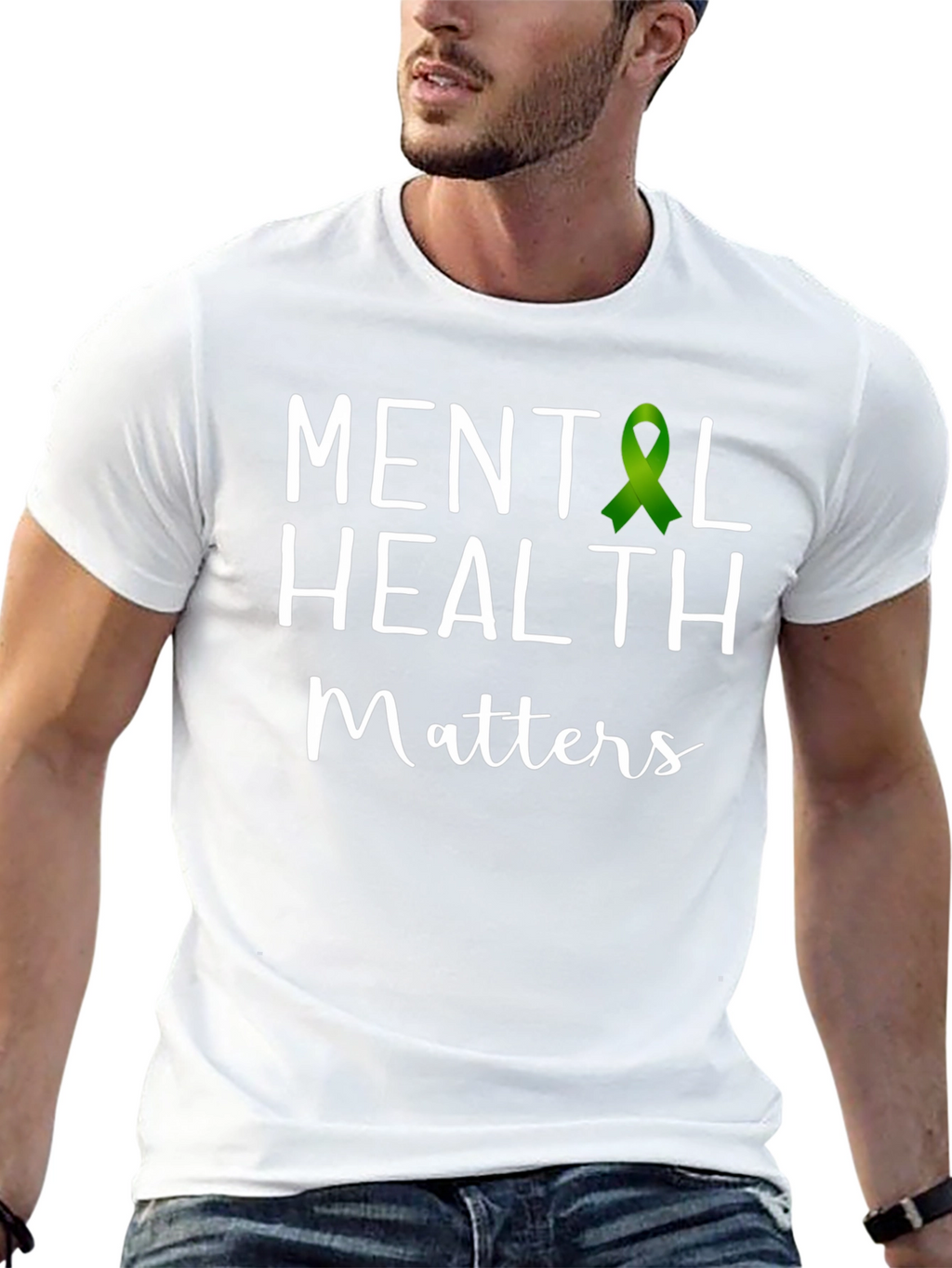 Mental Health Matters T-Shirt Green Ribbon