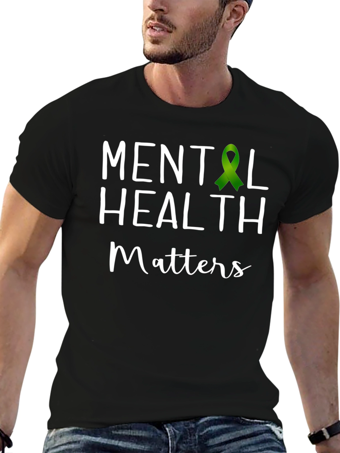 Mental Health Matters T-Shirt Green Ribbon
