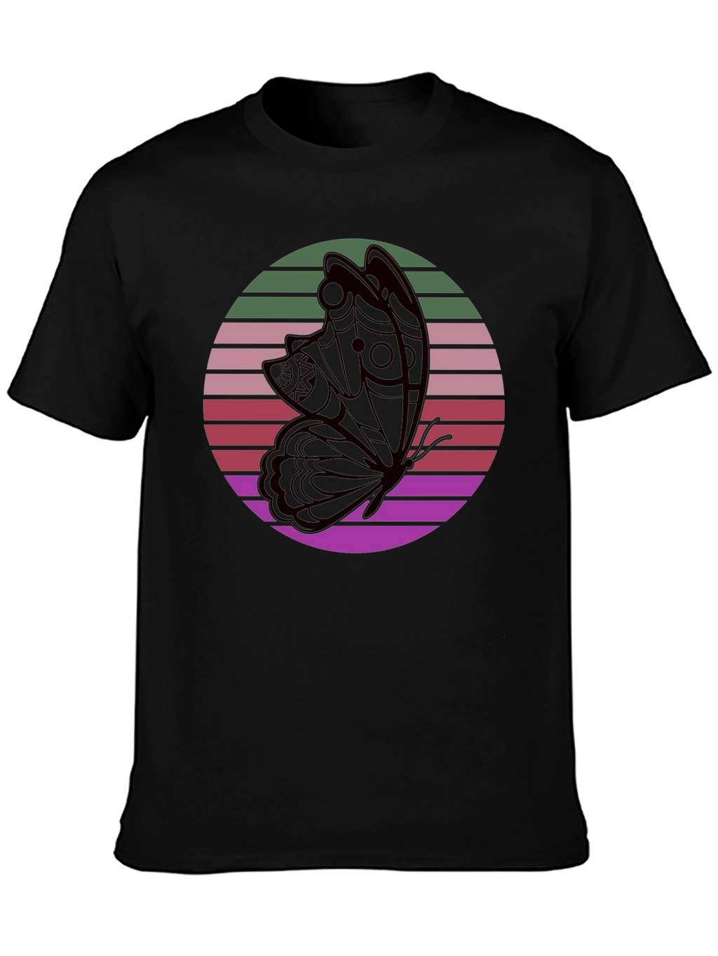 Retro Butterfly Black T-Shirt