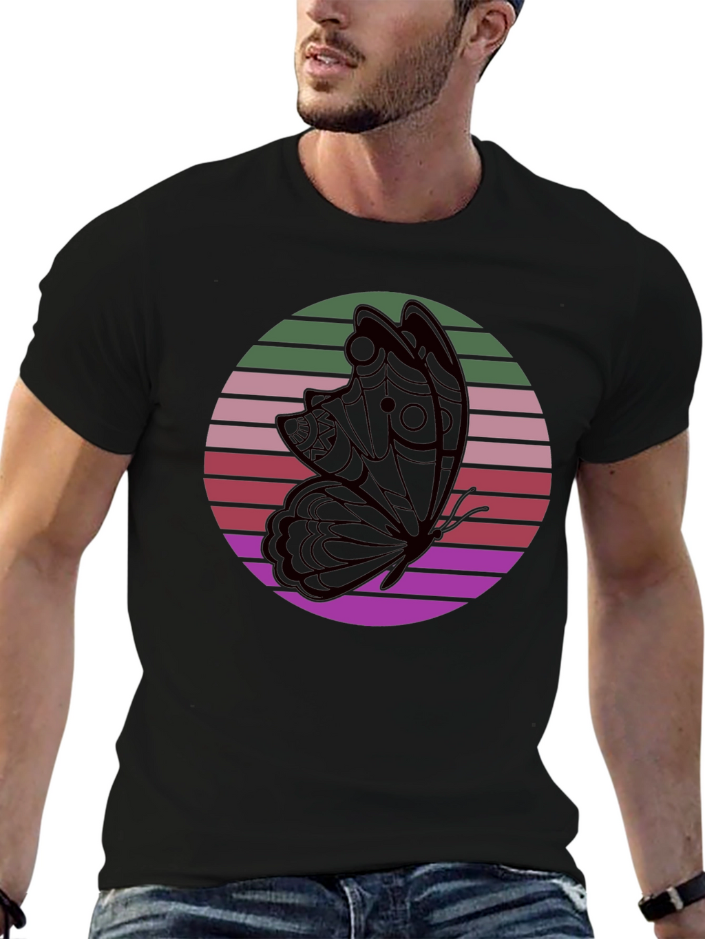 Retro Butterfly Black T-Shirt