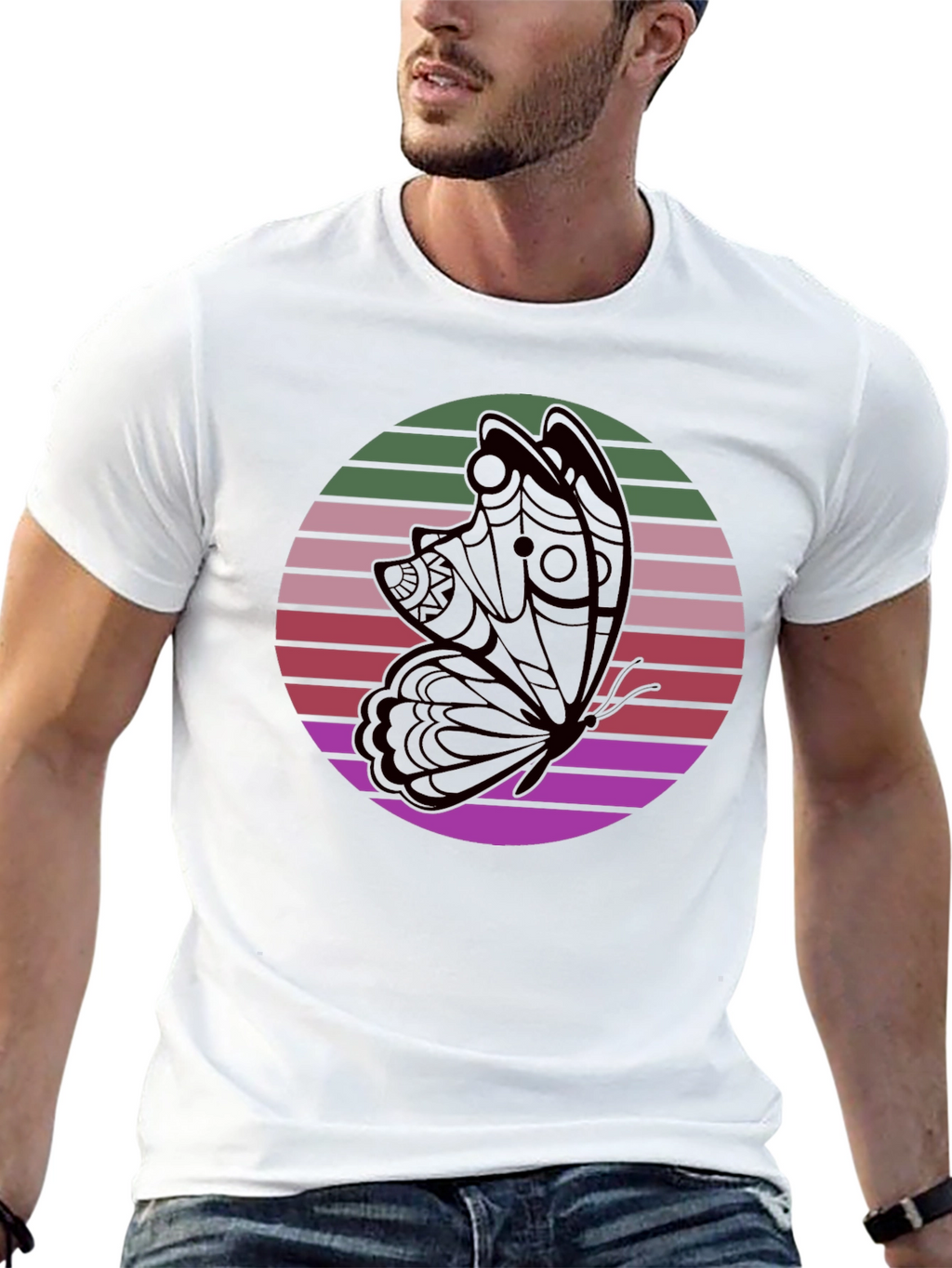 Retro Butterfly Black T-Shirt