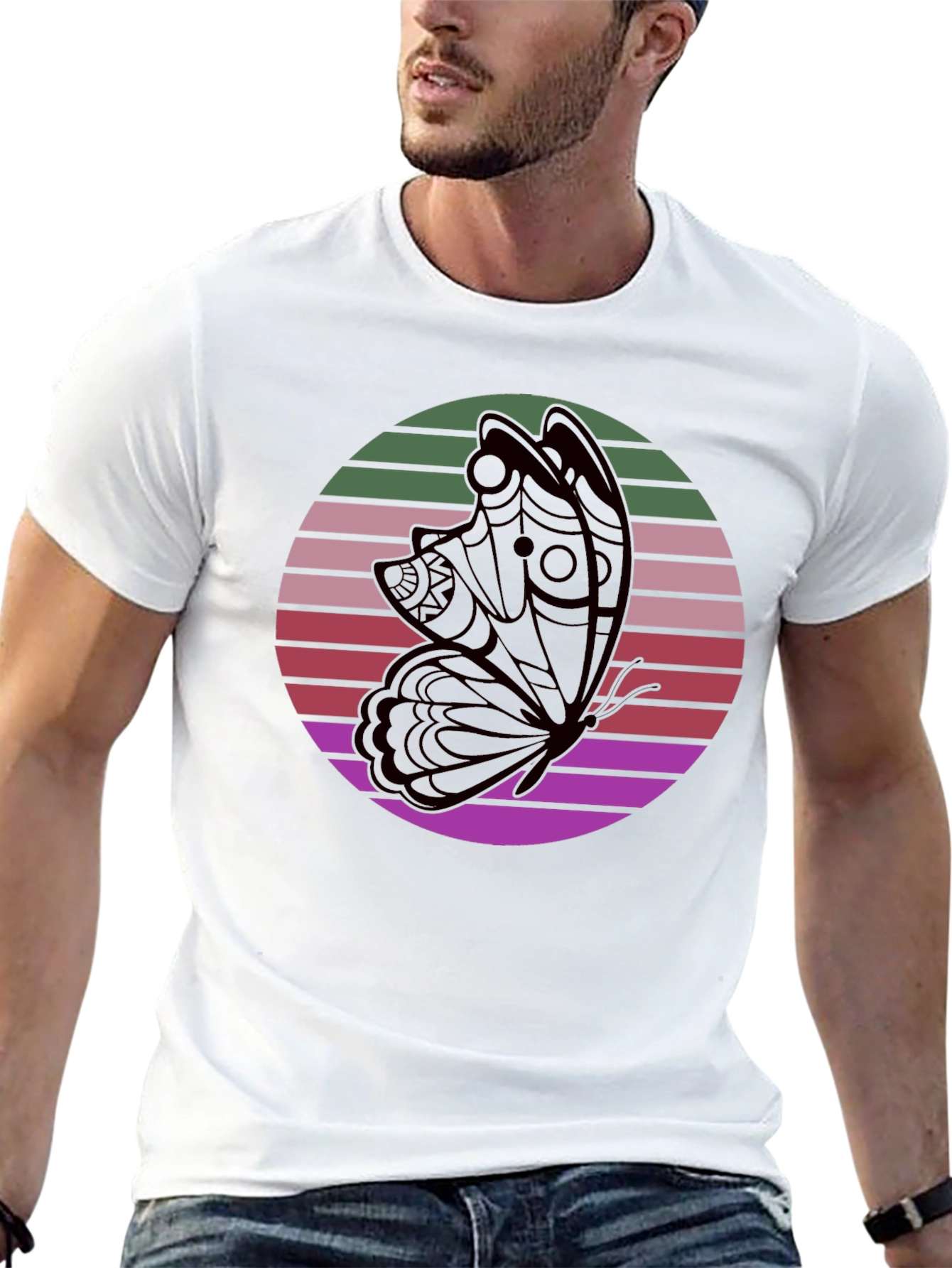 Retro Butterfly Black T-Shirt