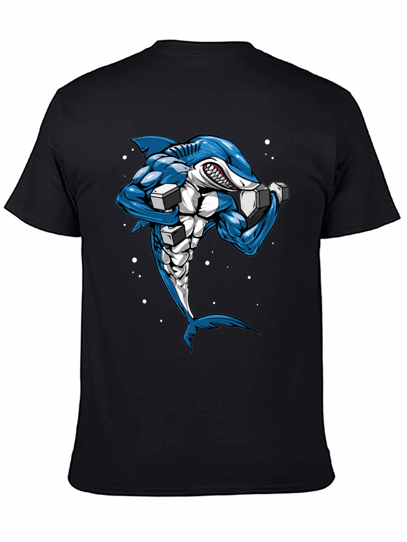 Muscle Shark Graphic Tee - Black Cotton T-Shirt