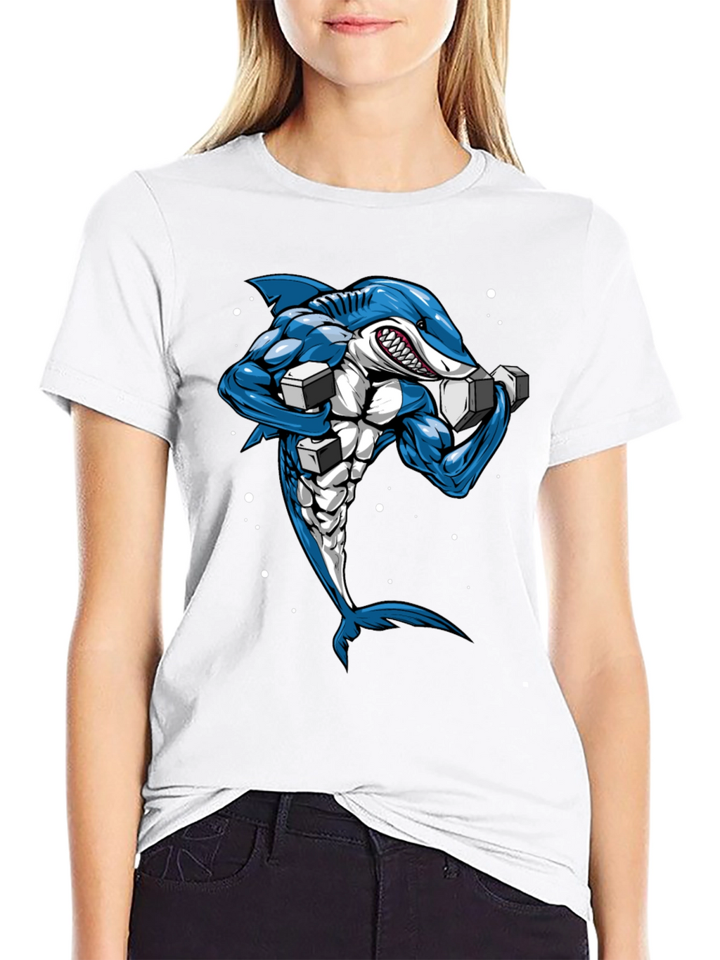 Muscle Shark Graphic Tee - Black Cotton T-Shirt