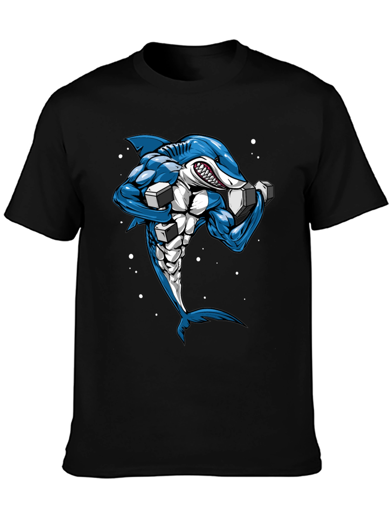 Muscle Shark Graphic Tee - Black Cotton T-Shirt