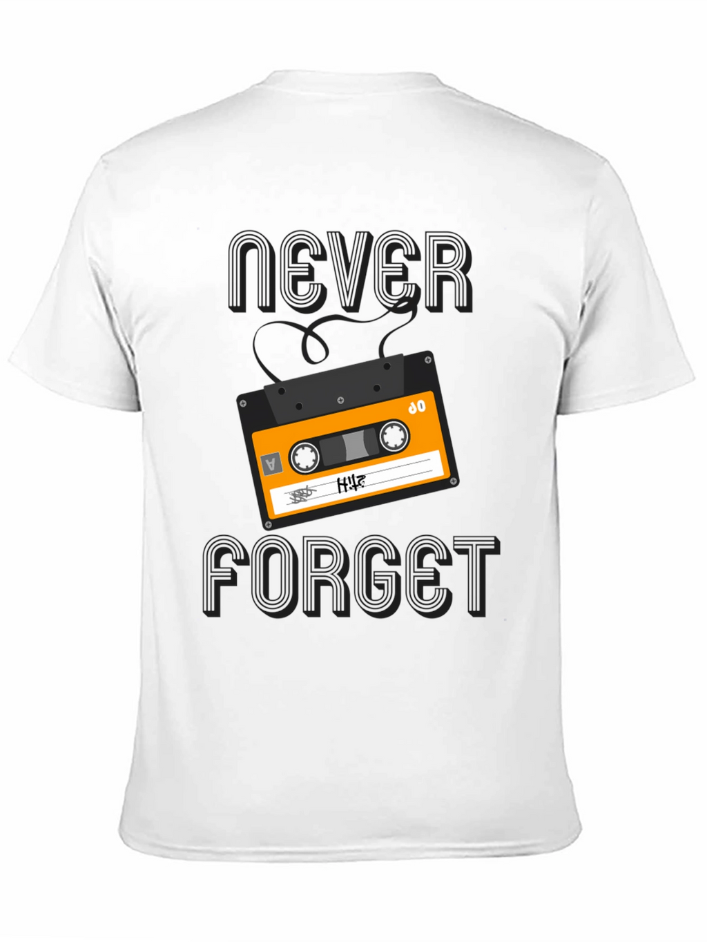 Retro Cassette Never Forget Graphic Tee - Black