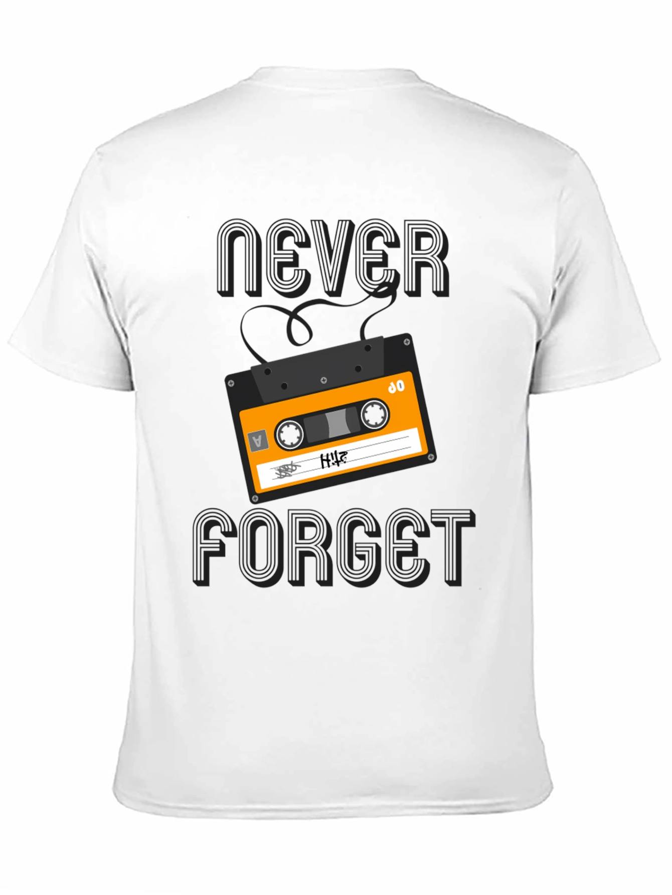 Retro Cassette Never Forget Graphic Tee - Black