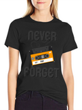 Retro Cassette Never Forget Graphic Tee - Black