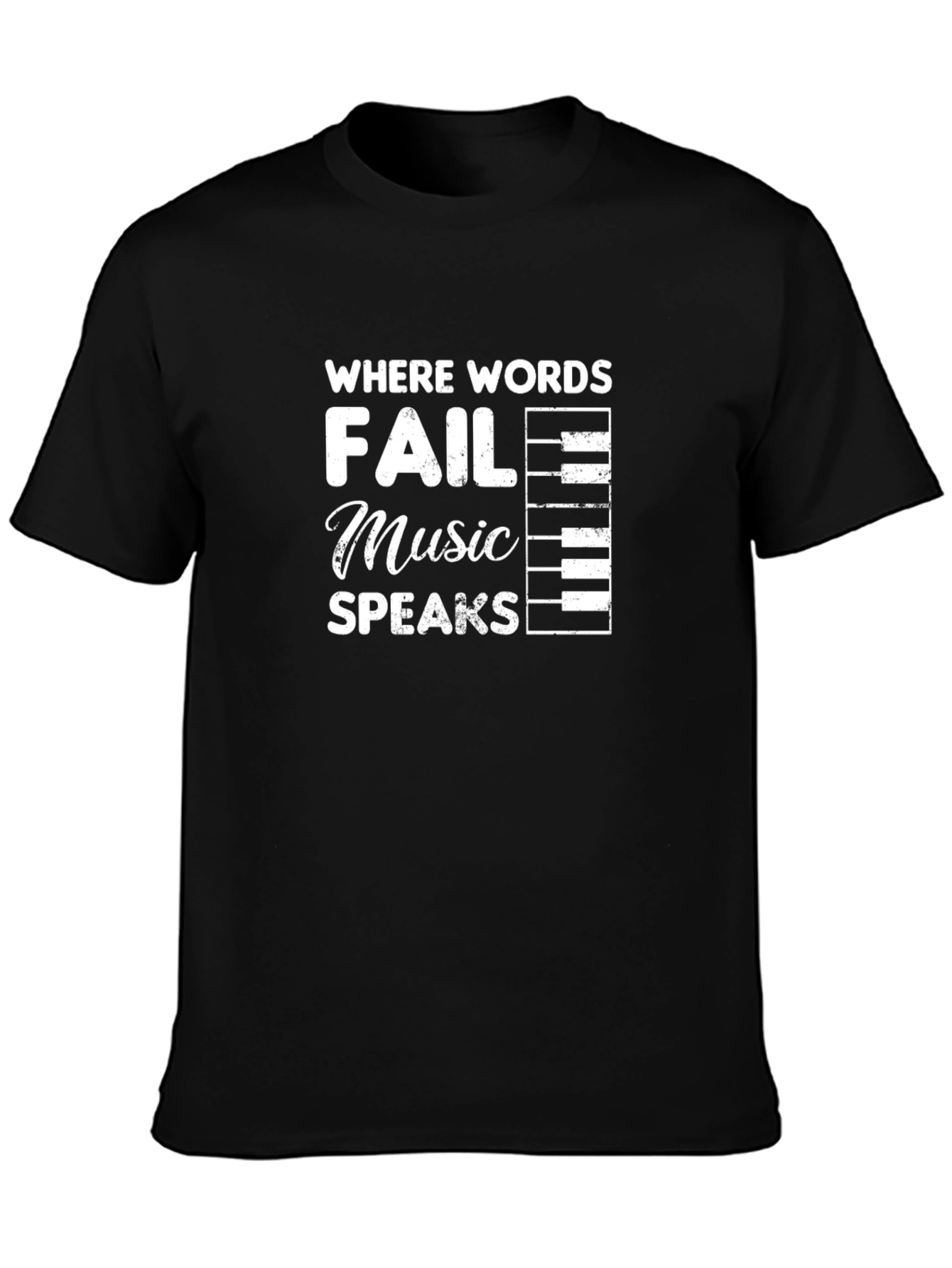 Music Speaks Mens Black T-Shirt