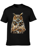 Owl Print Black T-Shirt